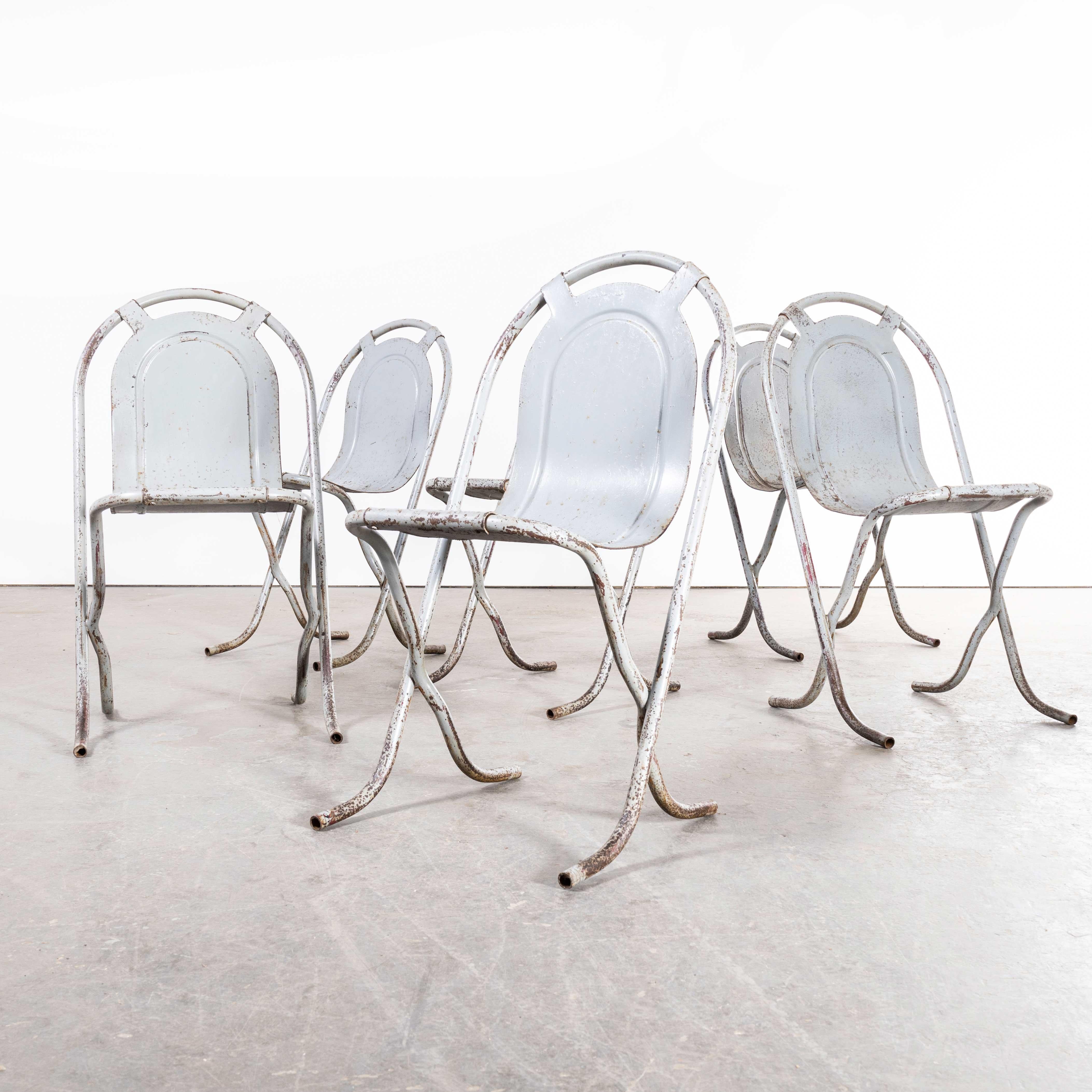 1940s Original British Stak a Bye Chairs, Grey, Set of Six For Sale 1