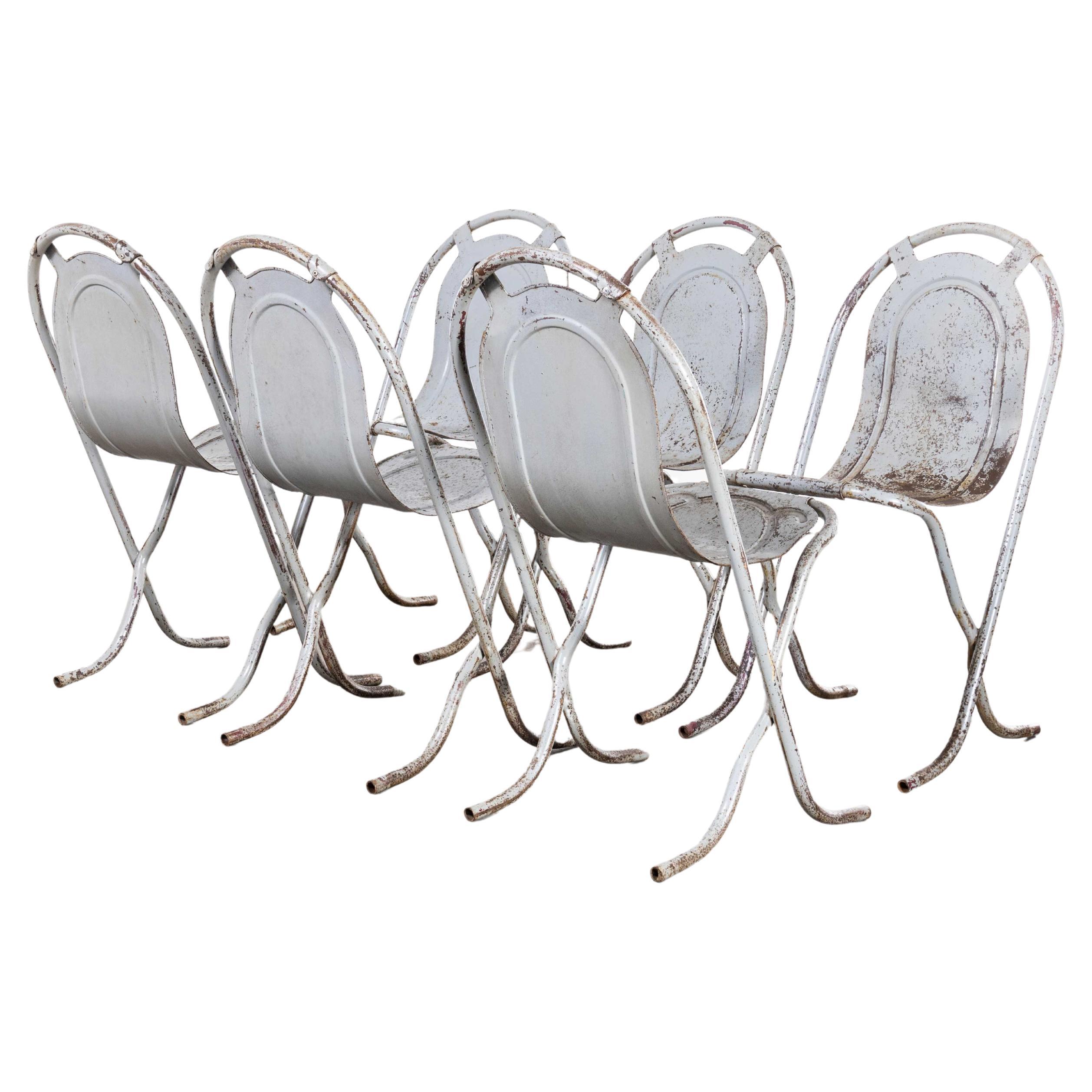 1940s Original British Stak a Bye Chairs, Grey, Set of Six