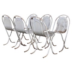 1940s Original British Stak a Bye Chairs, Grey, Set of Six