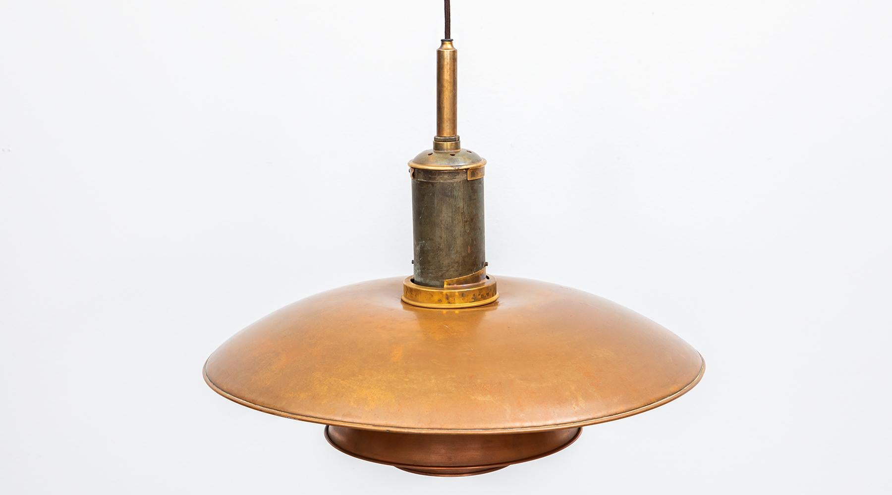 Mid-Century Modern 1940s Original Copper Ceiling Lamp 6/5 by Poul Henningsen For Sale