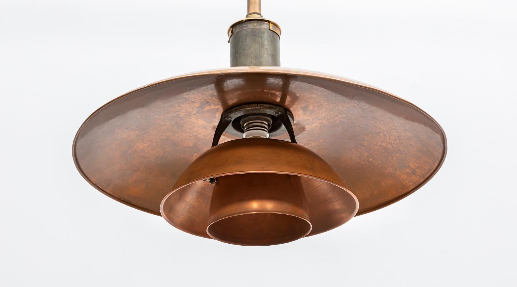 Danish 1940s Original Copper Ceiling Lamp 6/5 by Poul Henningsen For Sale
