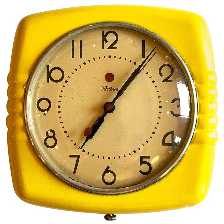 1940s Original Electric Art Deco Wall clock by Telechron at 1stDibs