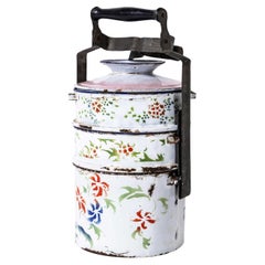 Carro Tiffin Esmaltado Original de 1940 - Decorado Blanco