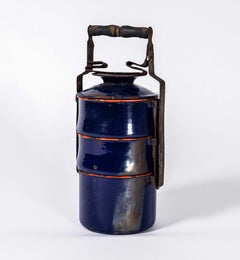 1940's Original Enamel Tiffin Carrier - Deep Blue