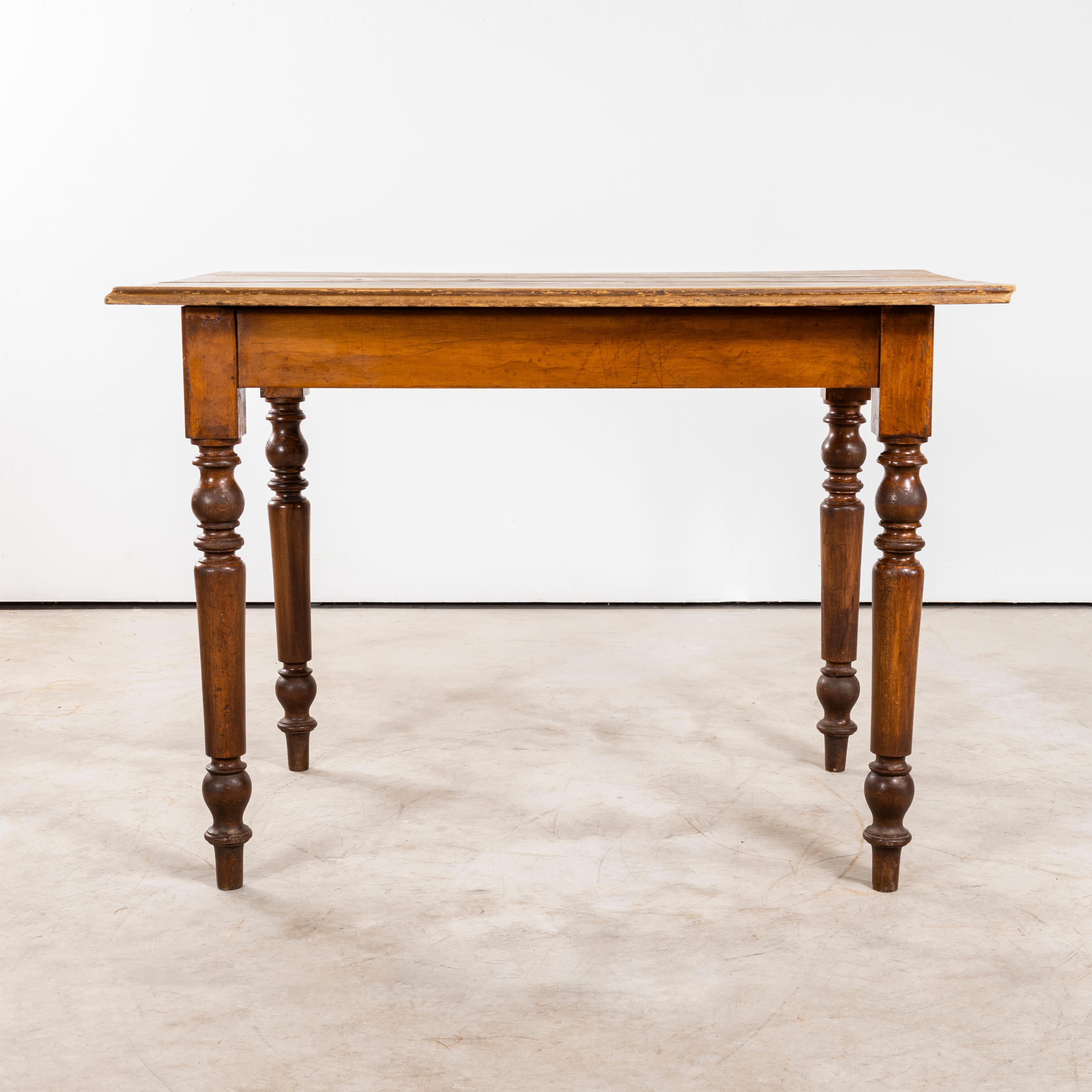 1940's Original French Fruitwood Compact Dining Table - Bobbin Leg. 

Practical sized original French small table. Our workshop has serviced that it is strong and stable, waxed and ready to go.

Workshop Report:
Our workshop team inspect every