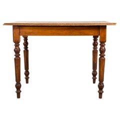 1940's Original French Fruitwood Compact Dining Table - Bobbin Leg