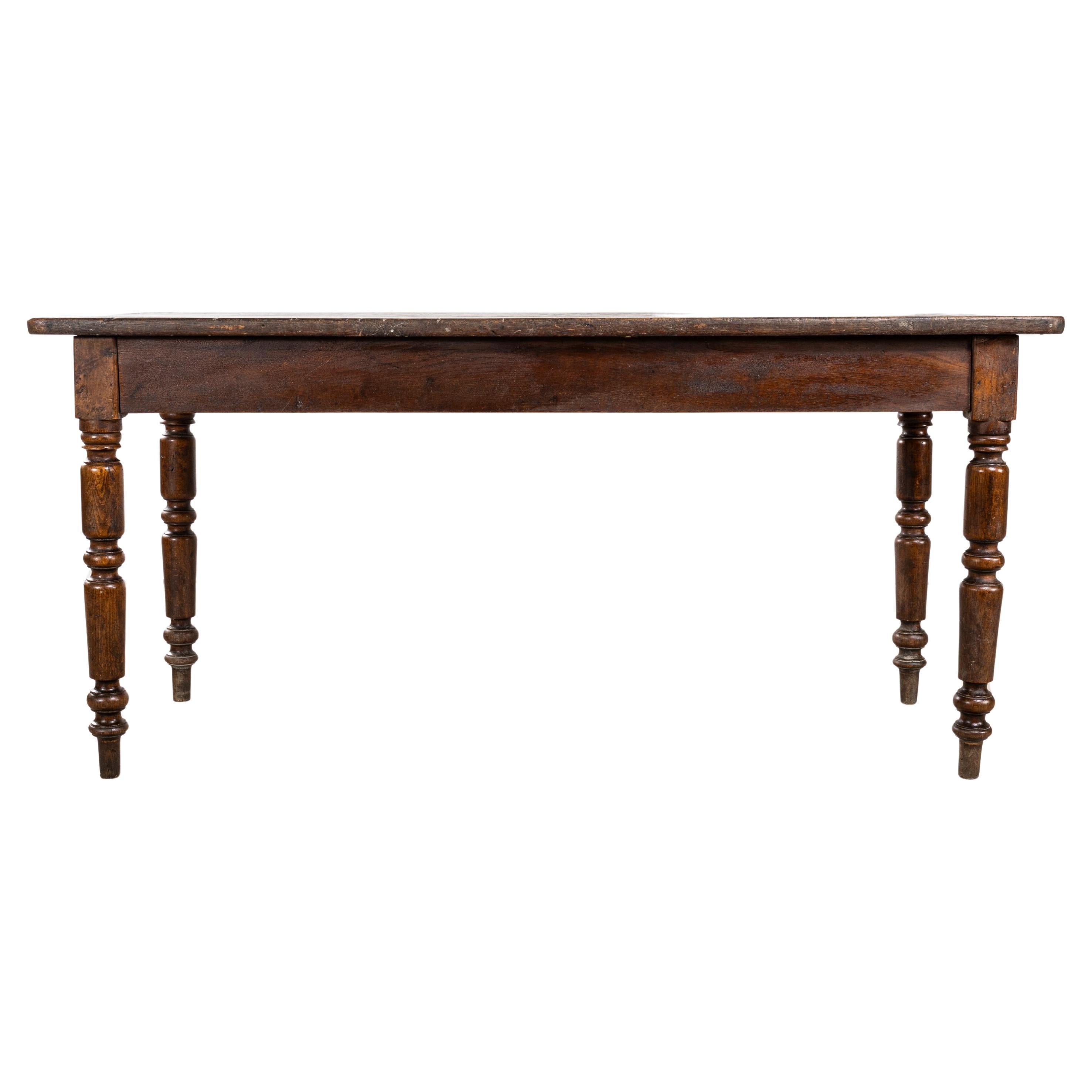 1940's Medium Sized Bobbin Leg Rectangular Oak Dining Table For Sale at