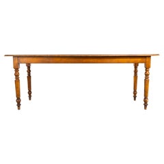 1940's Original French Fruitwood Large Rectangular Dining Table - Bobbin Leg