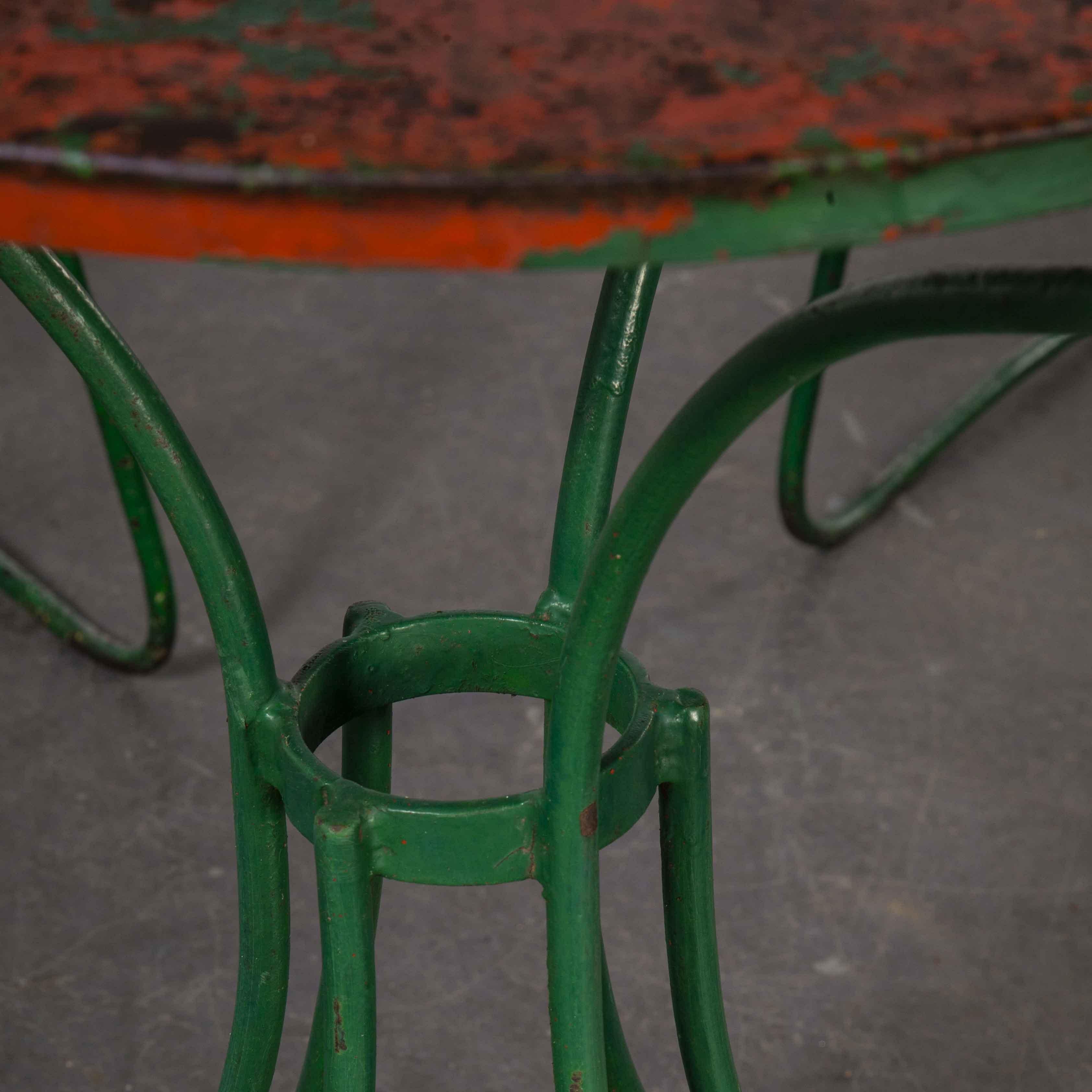 1940's Original French Green Garden Set, Table and Four Chairs 5