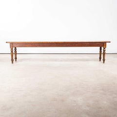 1940's Original French Long Bench With Bobbin Turned Legs