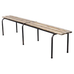 Vintage 1940's Original French Mullca Long Slatted Bench 'Model 682'