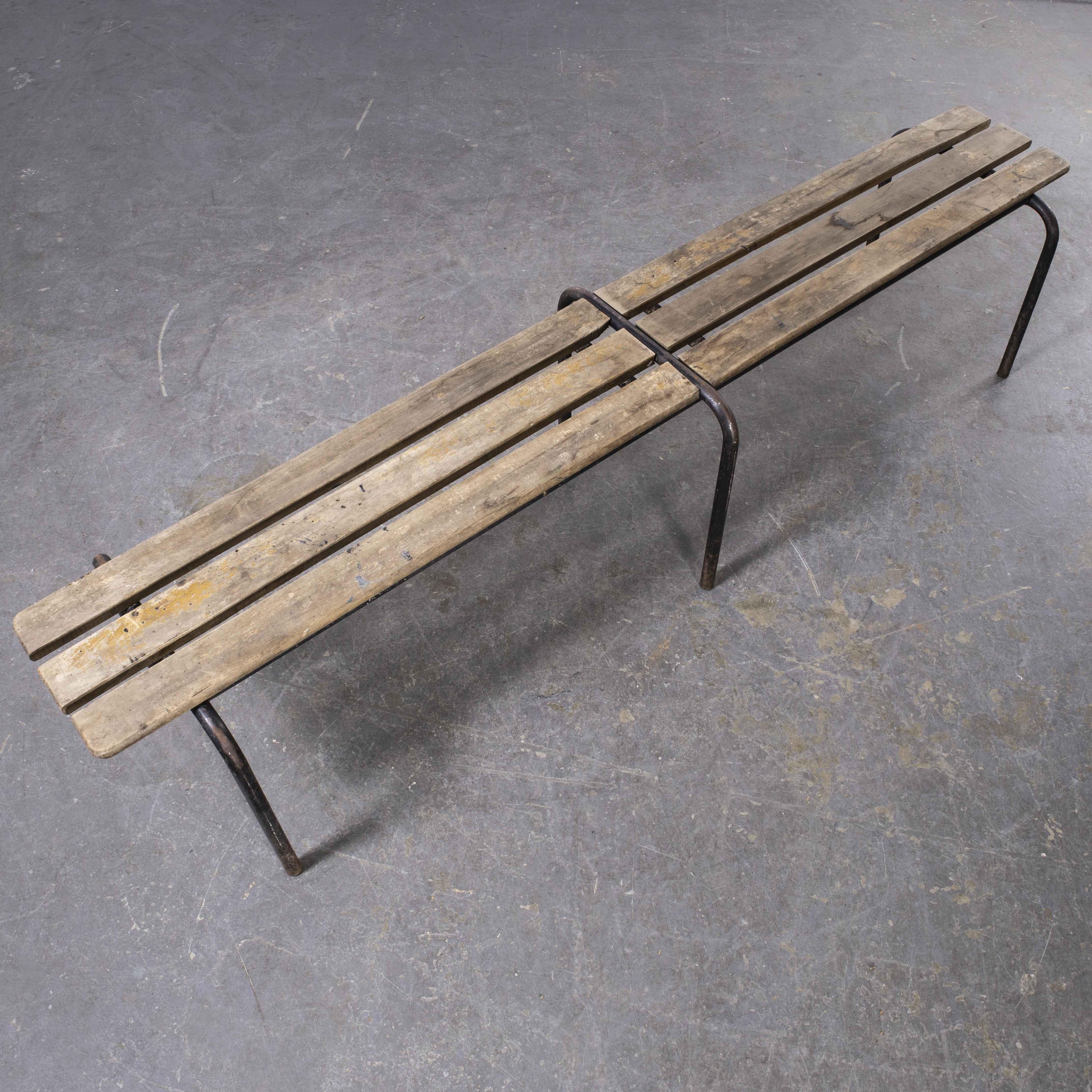 1940’s Original French Mullca long slatted bench(Model 683)
1940’s Original French Mullca long slatted bench (Model 681). One of our most favourite makers, in 1947 Robert Muller and Gaston Cavaillon created the company Mullca that went on to