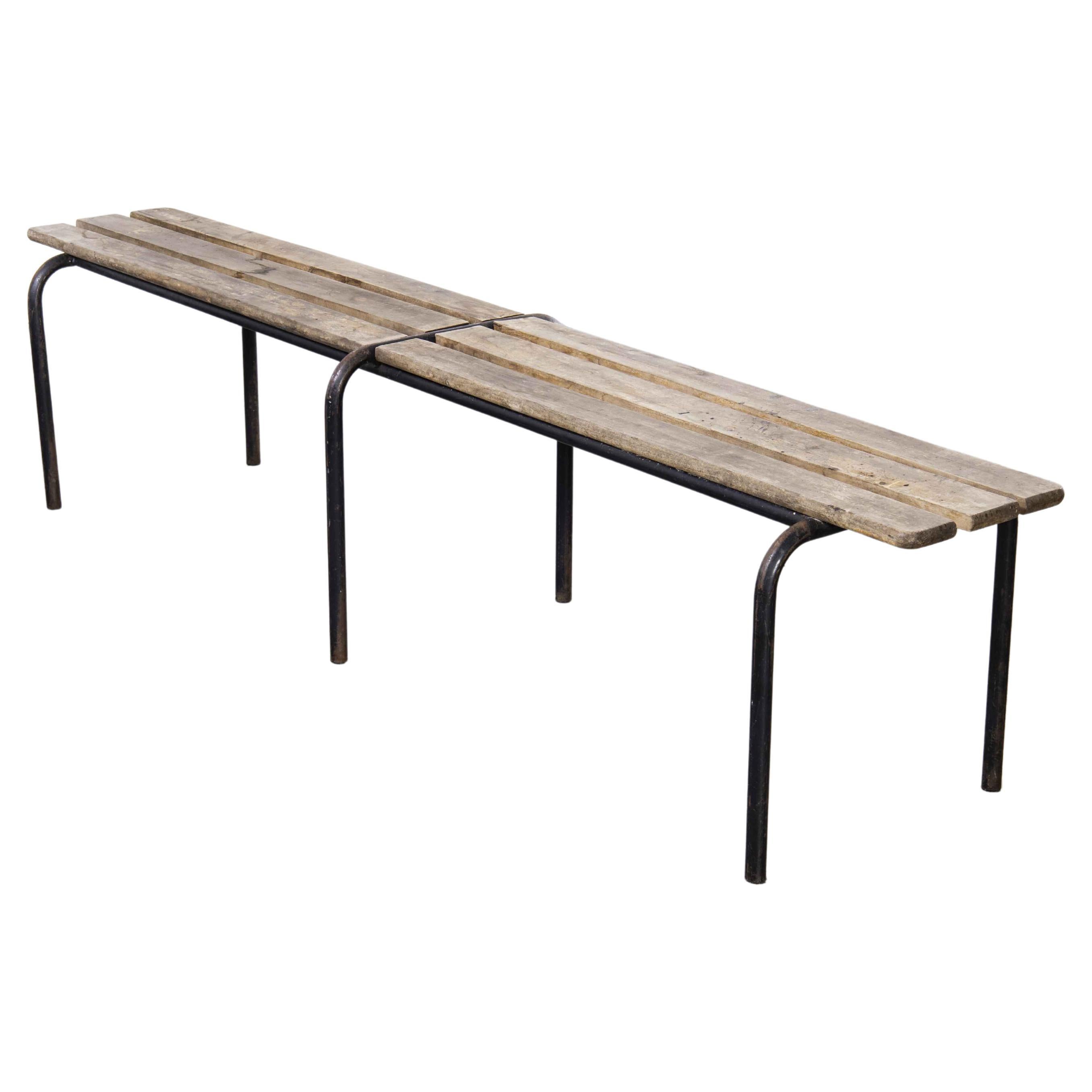 1940's Original French Mullca Long Slatted Bench, 'Model 683'