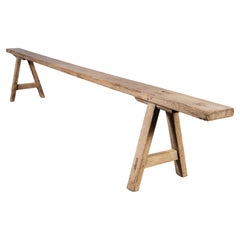 1940
s Original French Solid Oak Benches - Pair