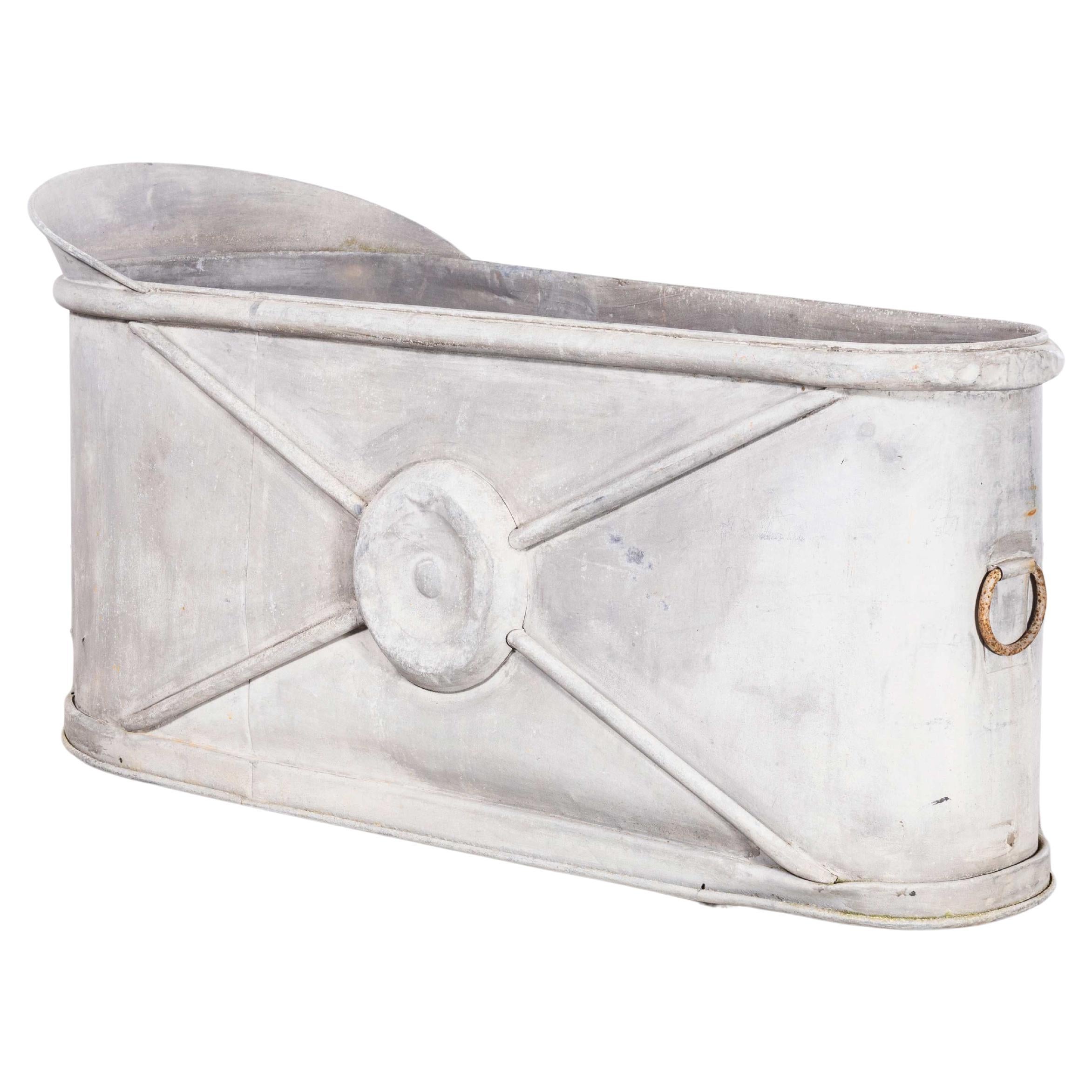 1940's Original French Zinc - Galvanised Bath - Planter For Sale