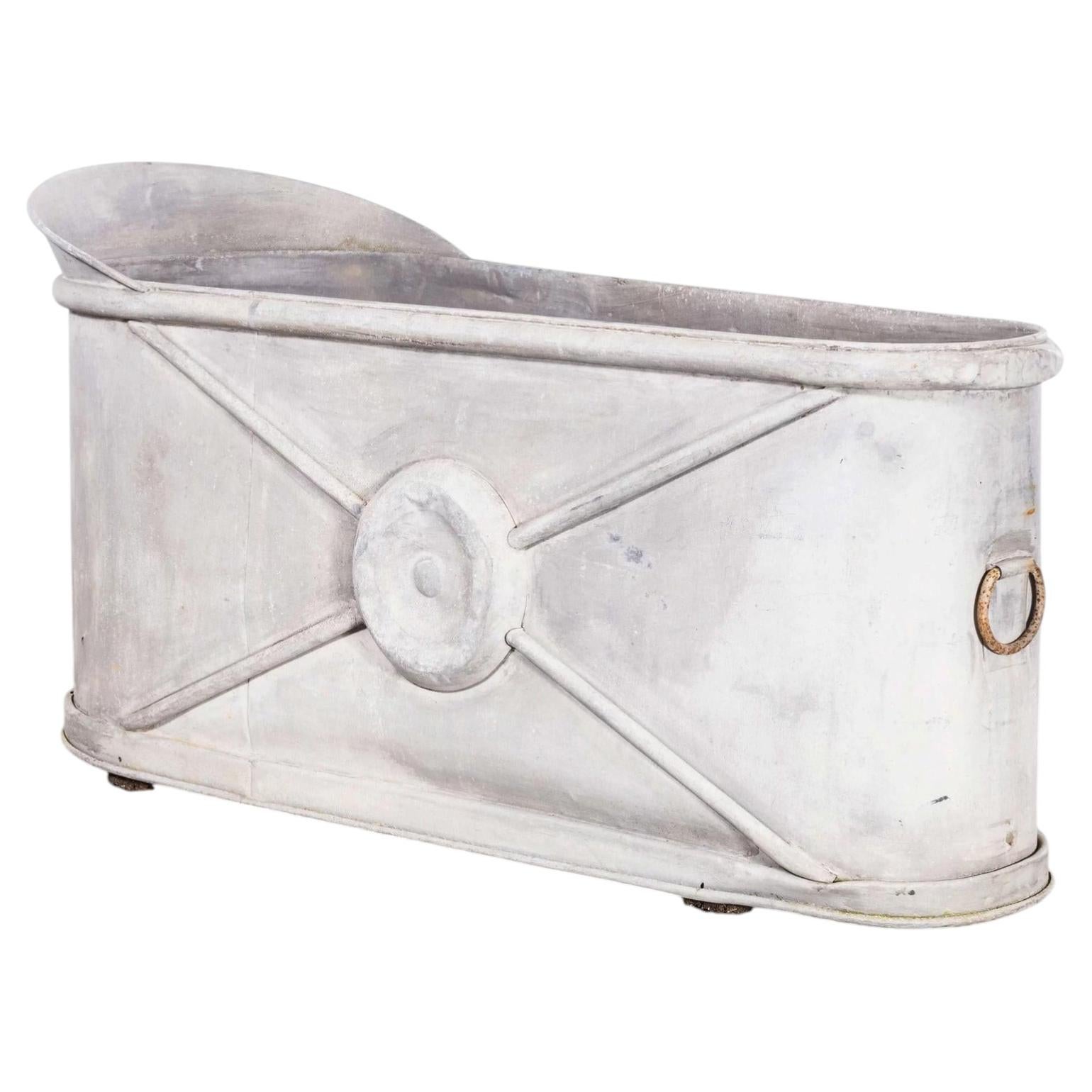 1940's Original French Zinc - Galvanised Bath - Planter For Sale