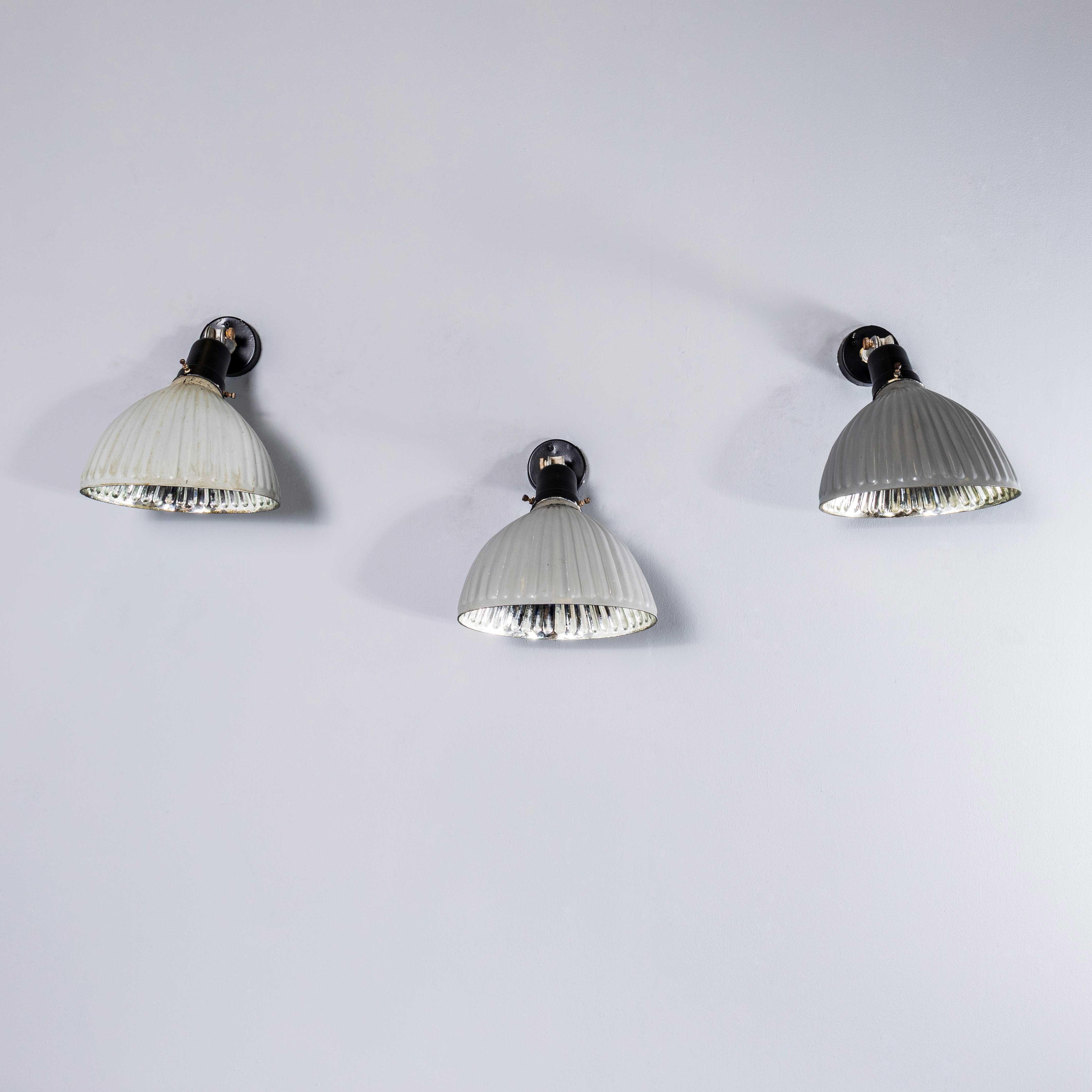 Lámparas de Pared y Techo Regulables de Vidrio de Mercurio Originales de 1940 en venta 2