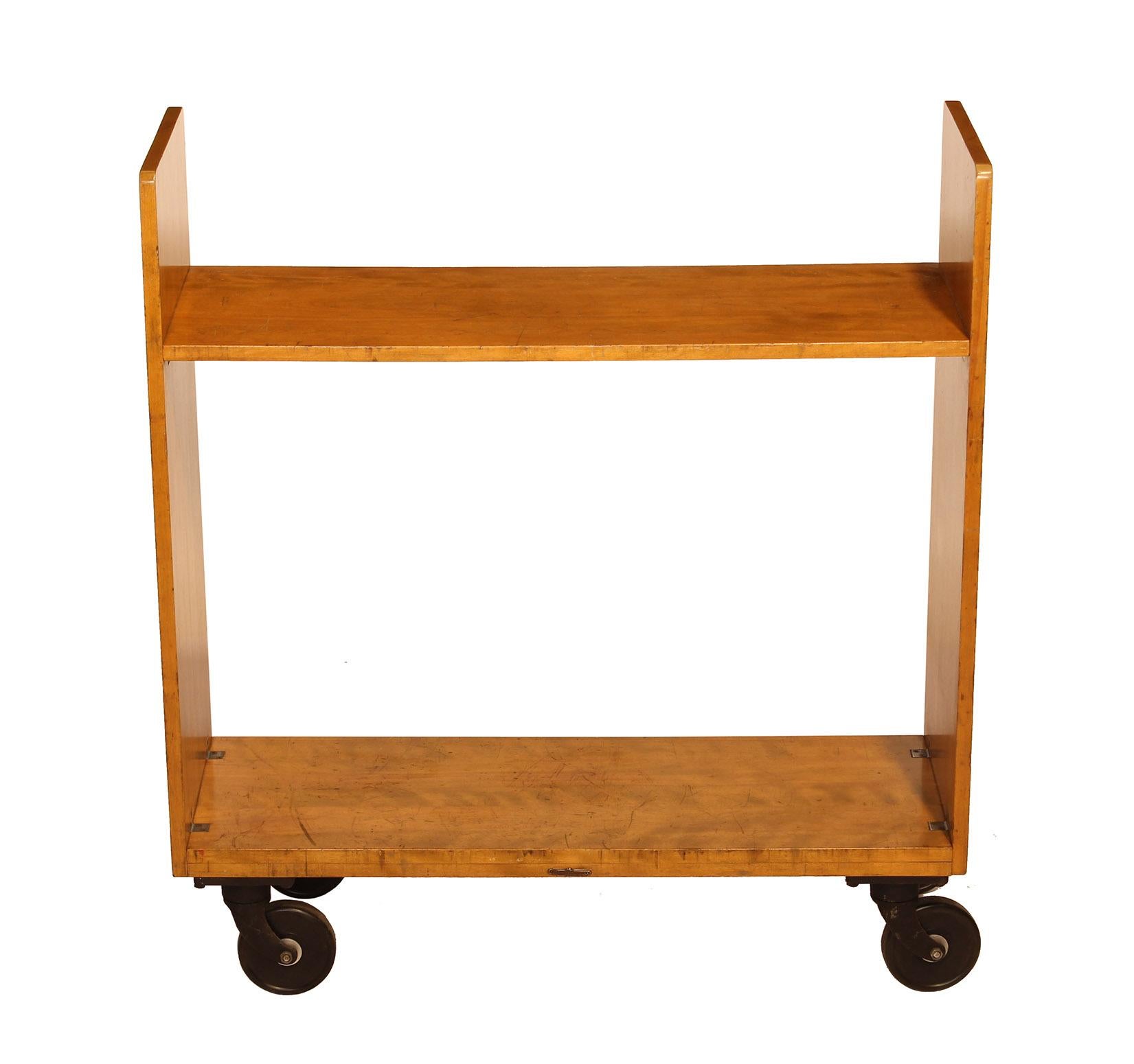 vintage wooden library cart