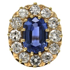 1940s Original Retro Ceylon Sapphire and Diamond Ring