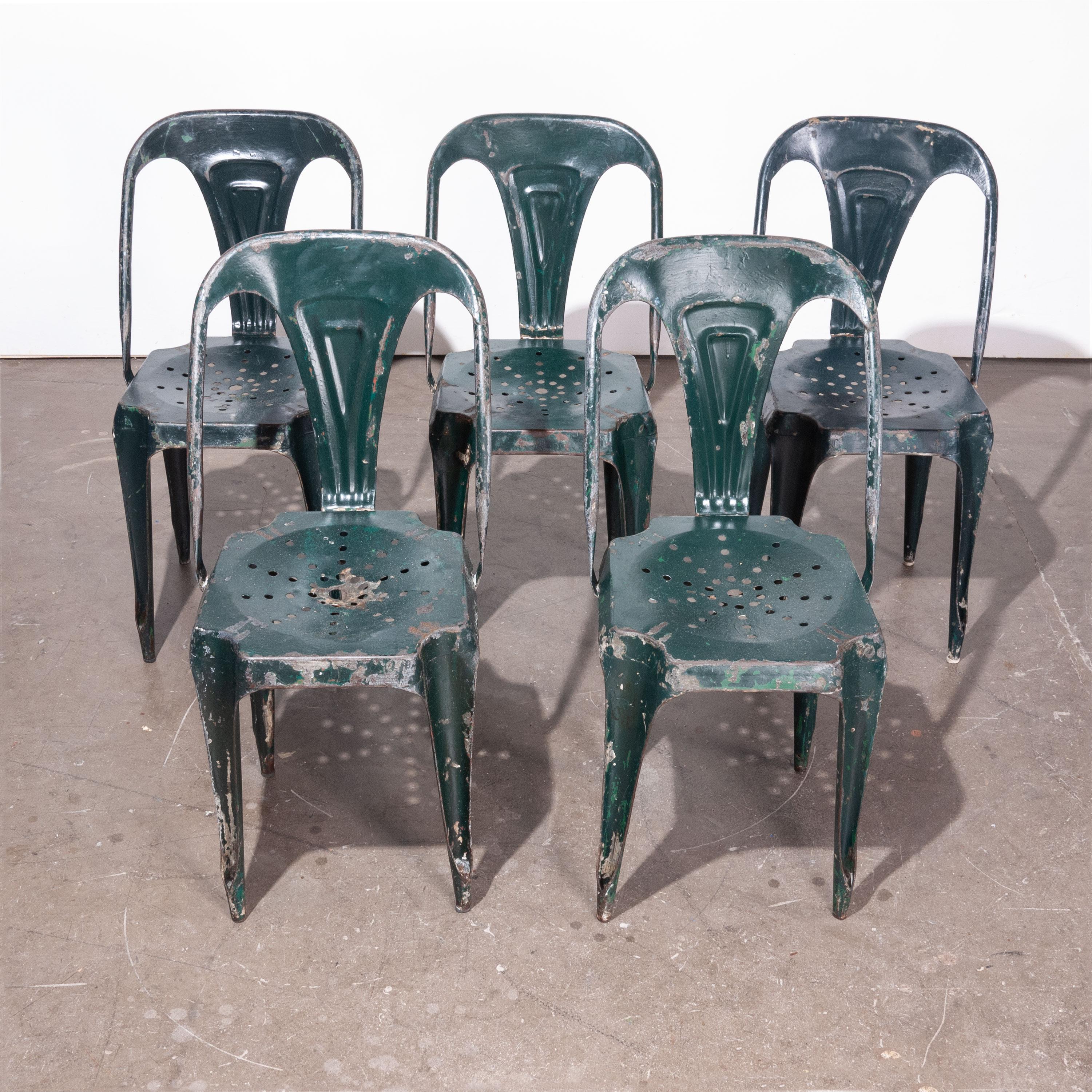 Mid-20th Century 1940s Original French Multipl's Metal Dining Chairs - Set of Six