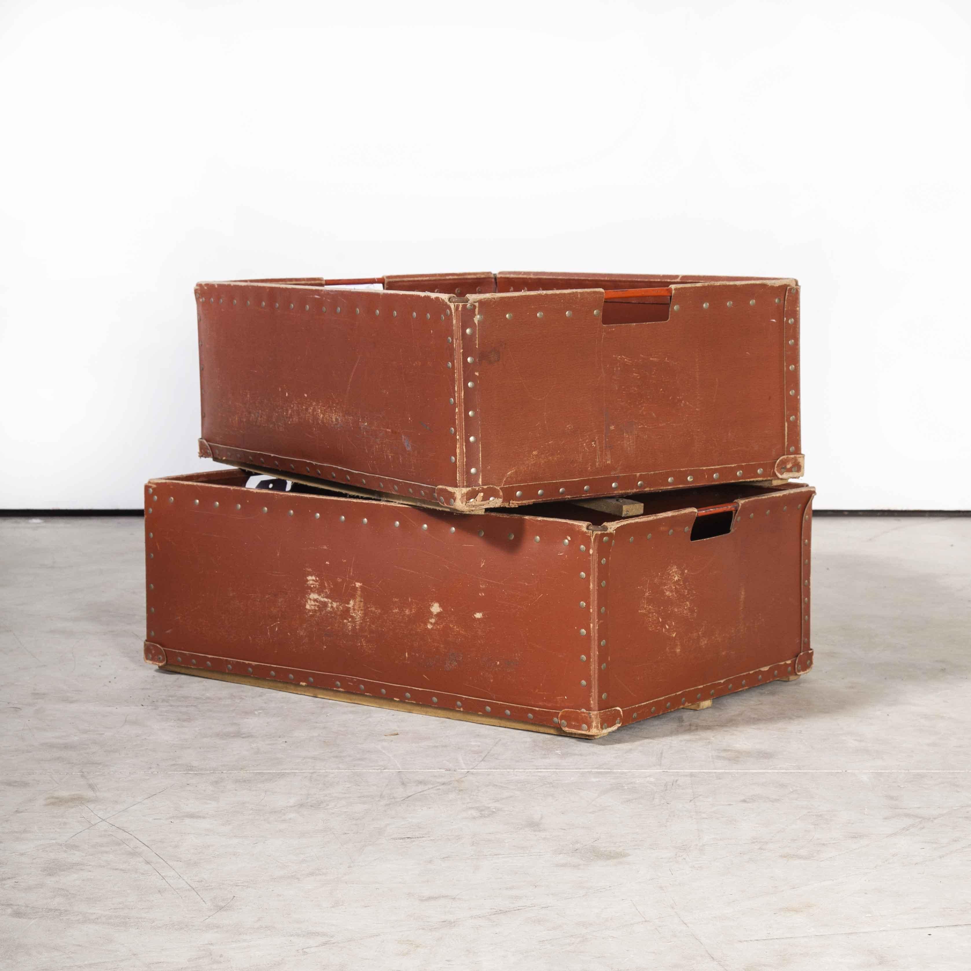Textile 1940's Original Suroy Industrial Storage Boxes, Pair For Sale