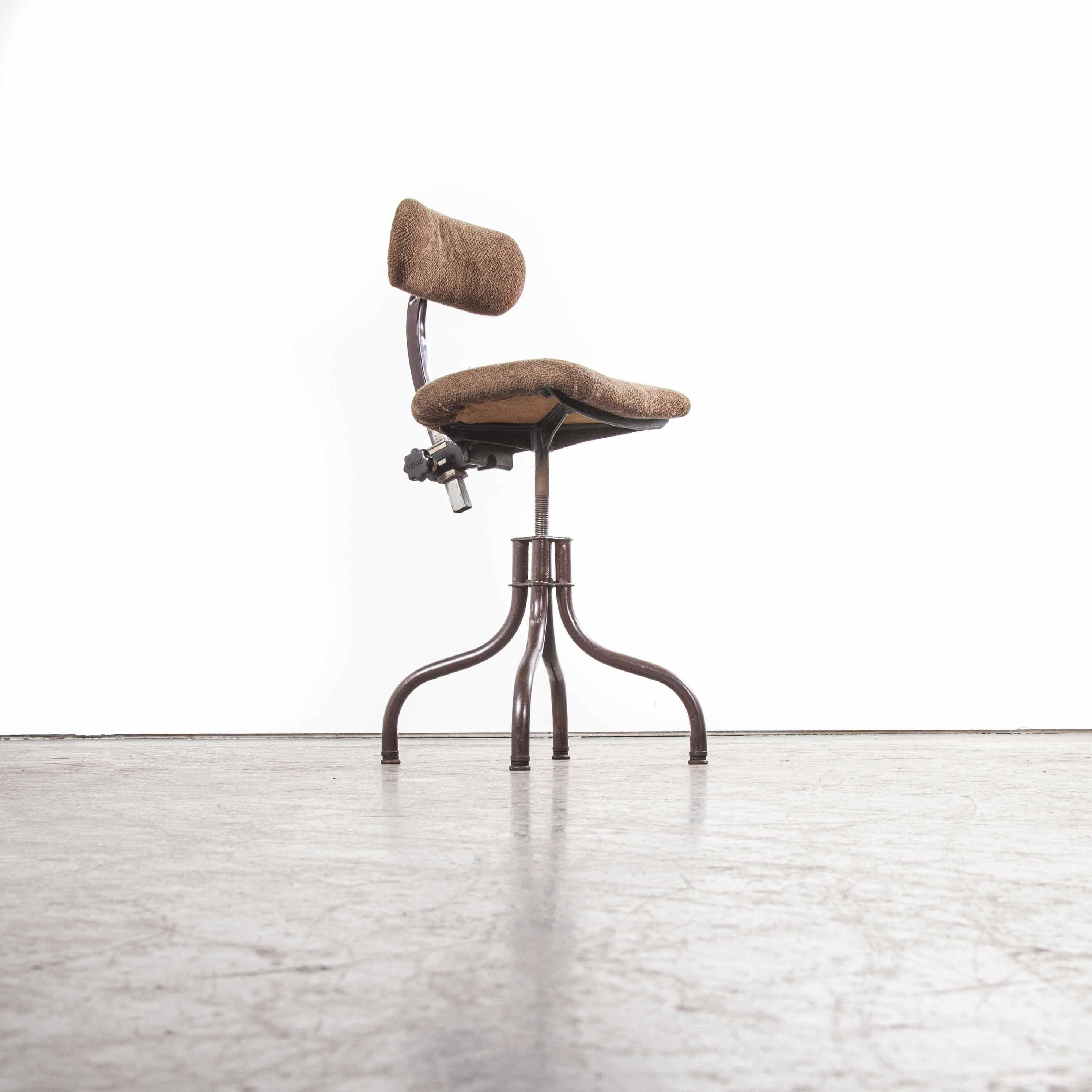 1940s Original Tan-Sad Machinists, Desk, Study Swiveling Chair 6