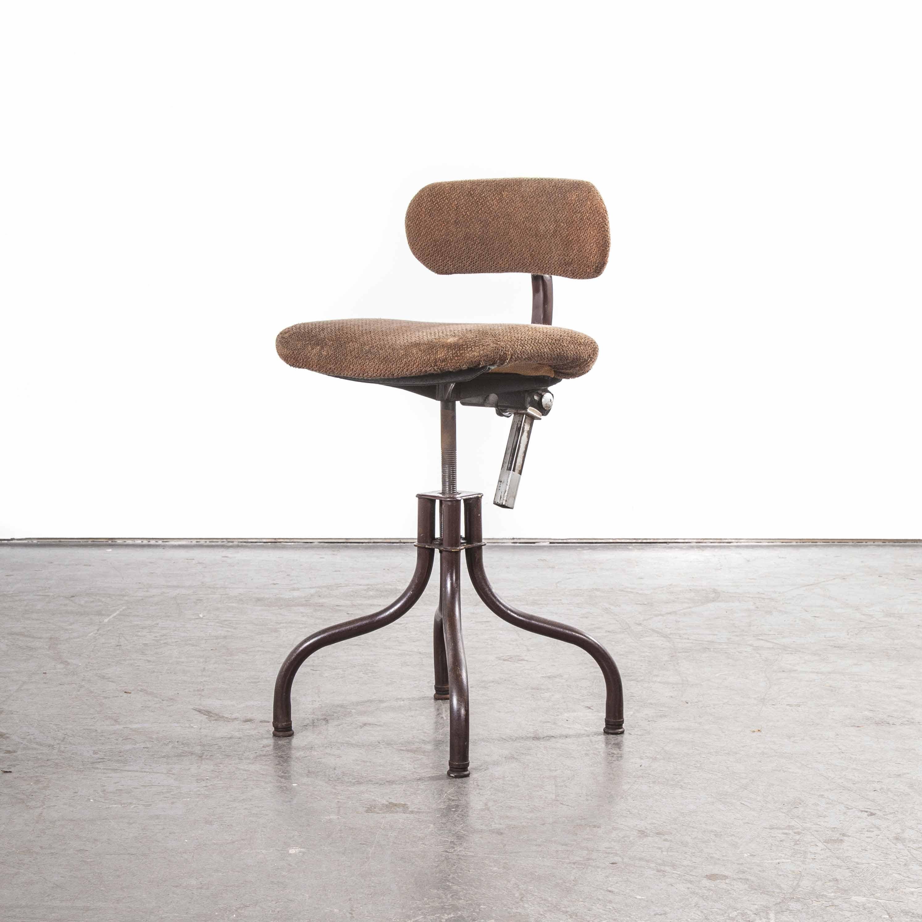 British 1940s Original Tan-Sad Machinists, Desk, Study Swiveling Chair