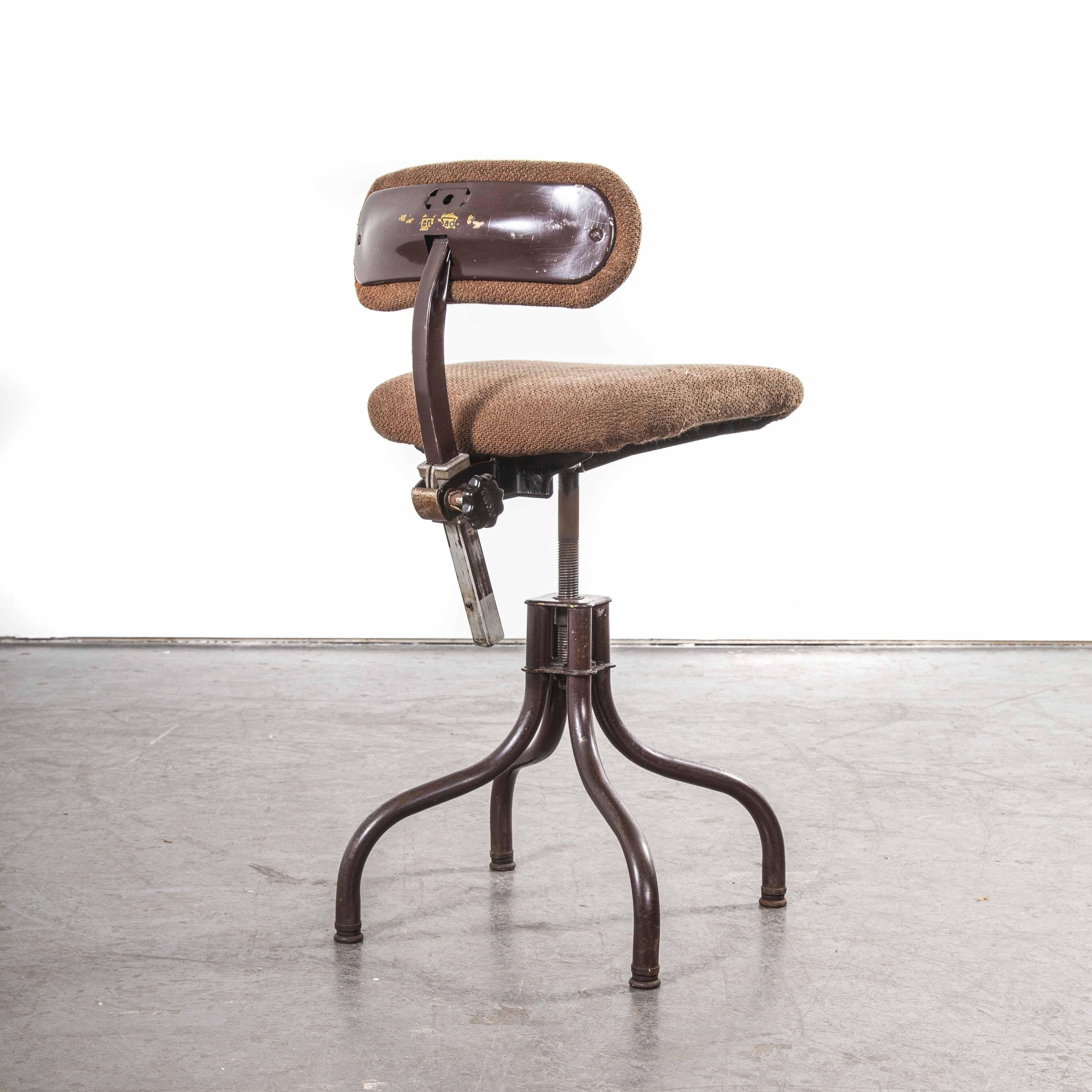 Mid-20th Century 1940s Original Tan-Sad Machinists, Desk, Study Swiveling Chair