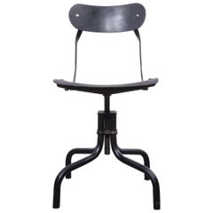 1940s Original Tan-Sad Machinists, Dining, Desk, Study Chair, Black Frame