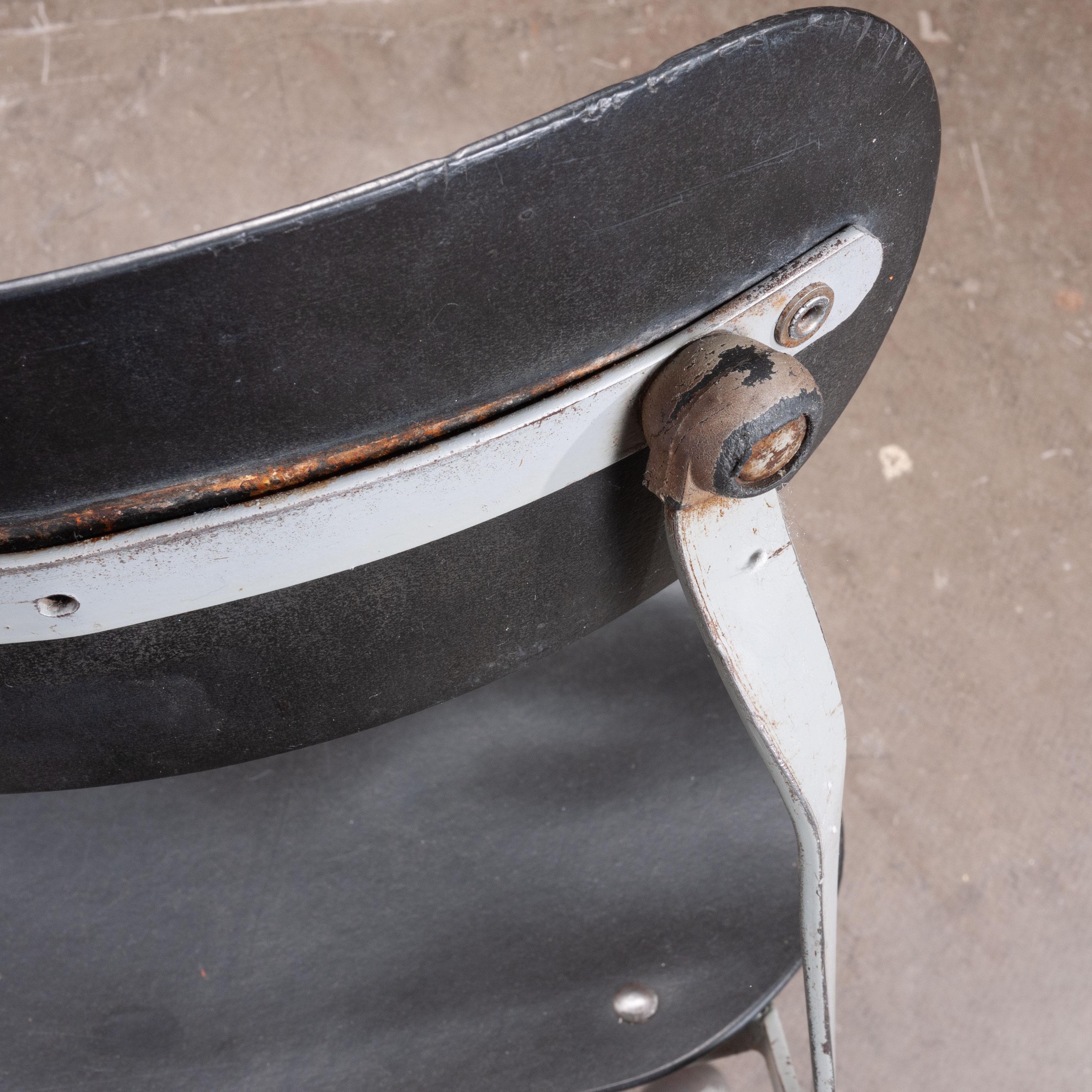 1940s vintage stunning single original Tan-Sad machinists/dining/desk/study tall chair in grey, swivelling and height adjustable. One of our passions is the heritage of industrial British (and other) brands and Tan-Sad is one of our all time