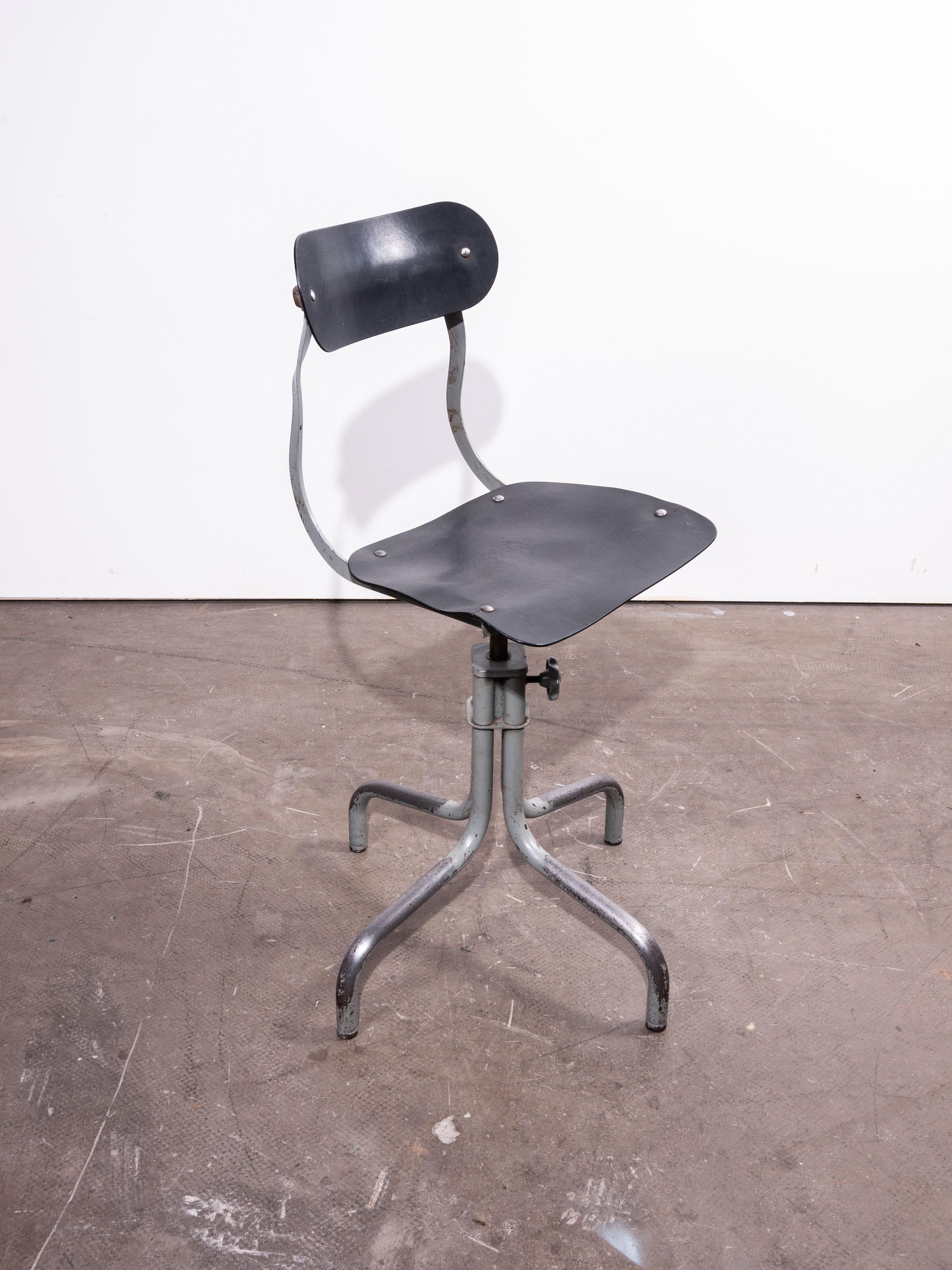 1940s Original Tan-Sad Machinists, Dining or Study Chair In Good Condition In Hook, Hampshire
