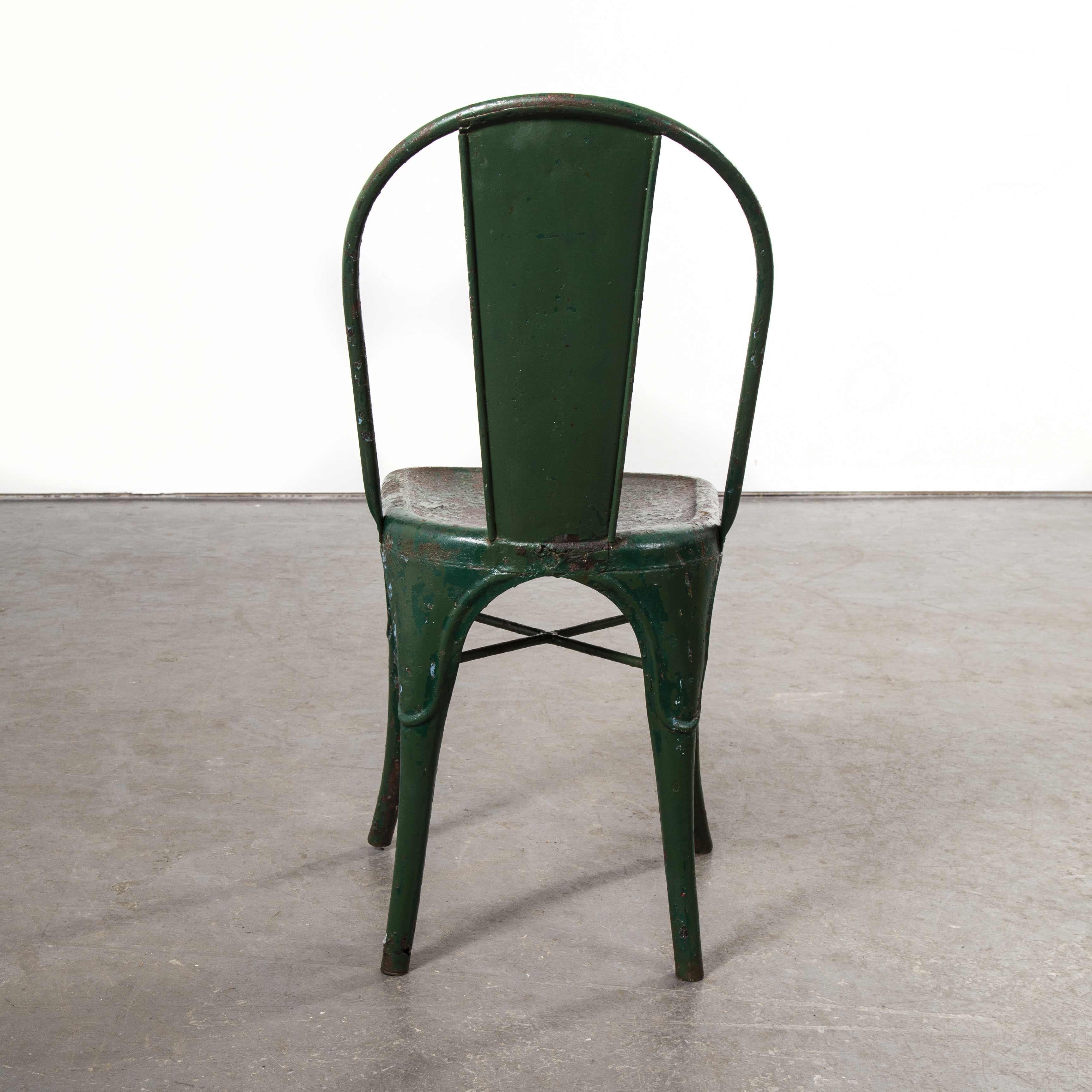 1940s Original Tolix Dining Chair, Model A, Green For Sale 7