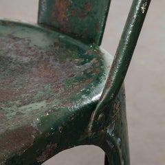 Sedia da pranzo originale Tolix degli anni '40, modello A, verde