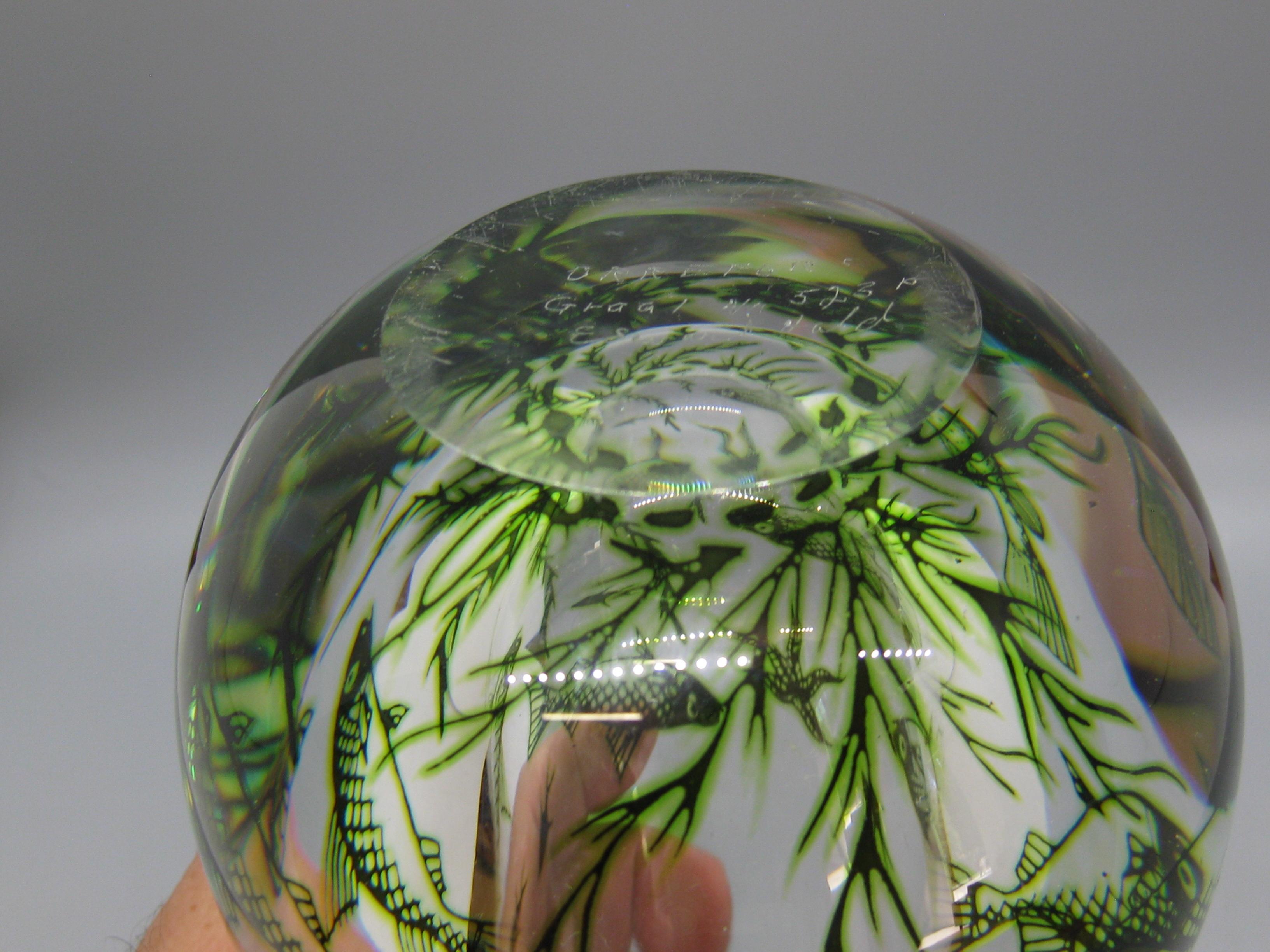 Dans les années 1940, Vase en verre d'art Orrefors Edward Hald Graal Fish Sculpture Fabriquée en Suède en vente 8