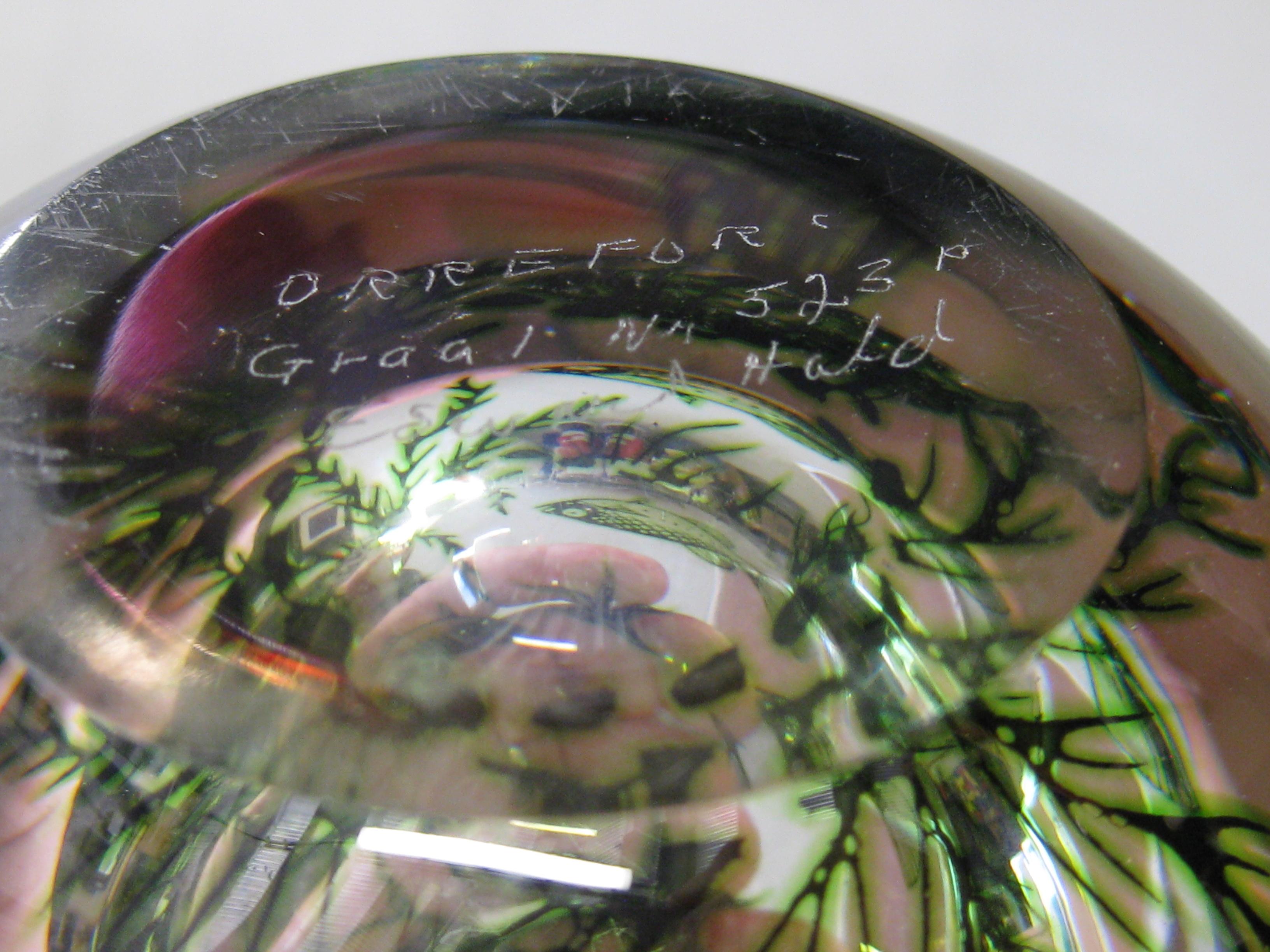 1940's, Orrefors Edward Hald Graal Fish Art Glass Vase Sculpture Made in Sweden For Sale 11