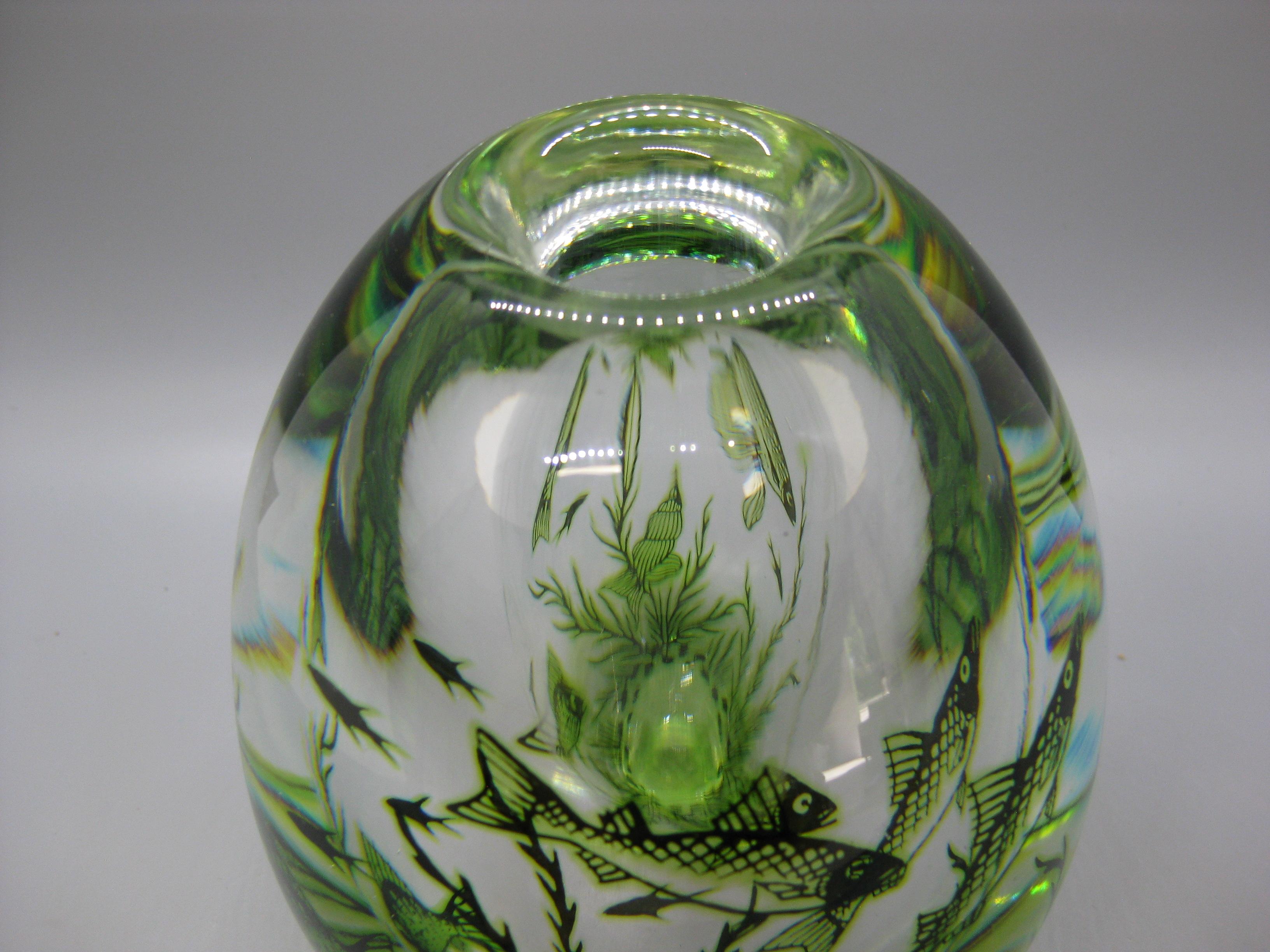 Vaso scultura in vetro artistico di Orrefors Edward Hald Graal Fish del 1940, Made in Sweden in vendita 6