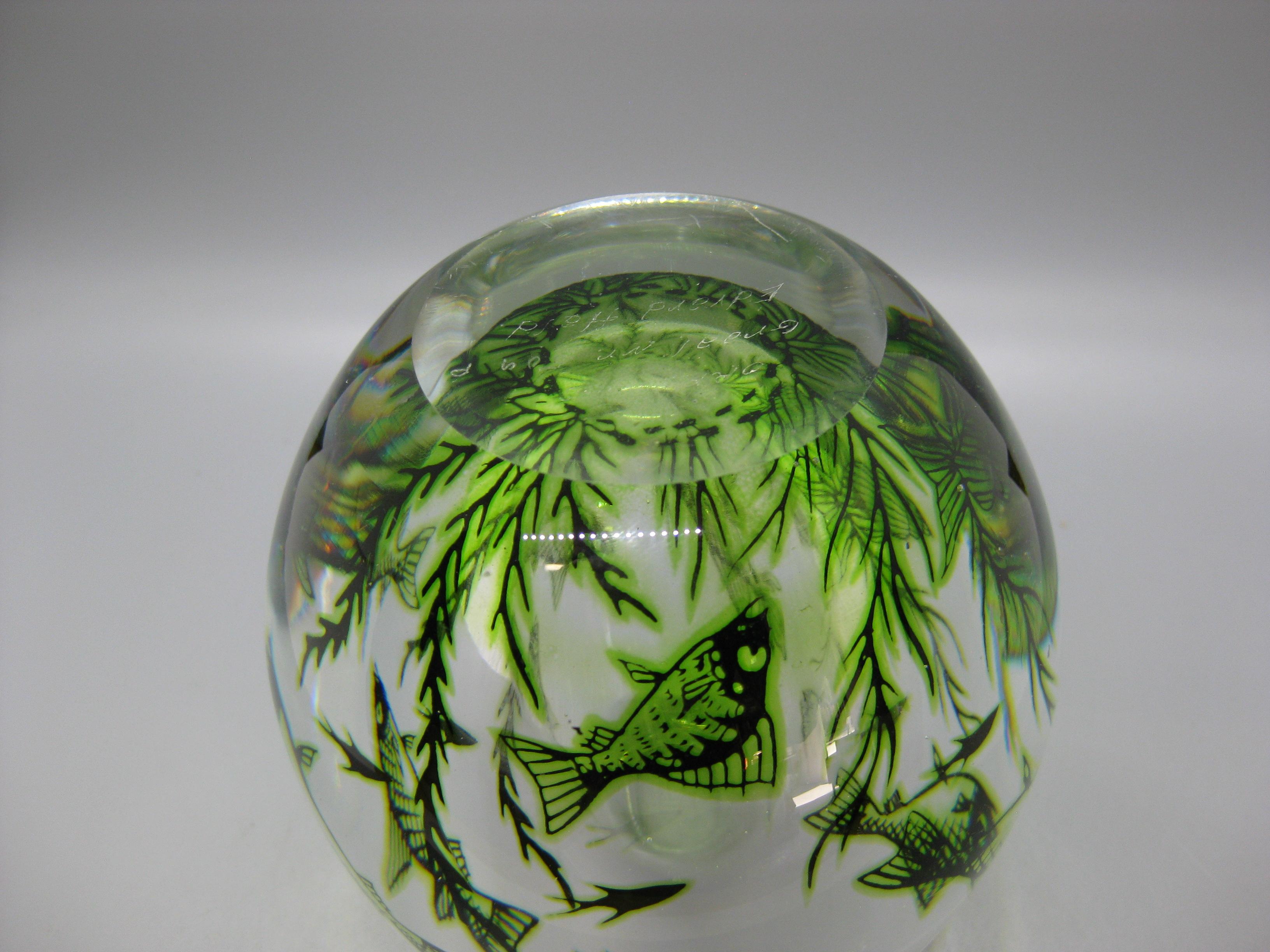 1940's Orrefors Edward Hald Graal Fish Art Glass Vase Sculpture Made in Sweden For Sale 6