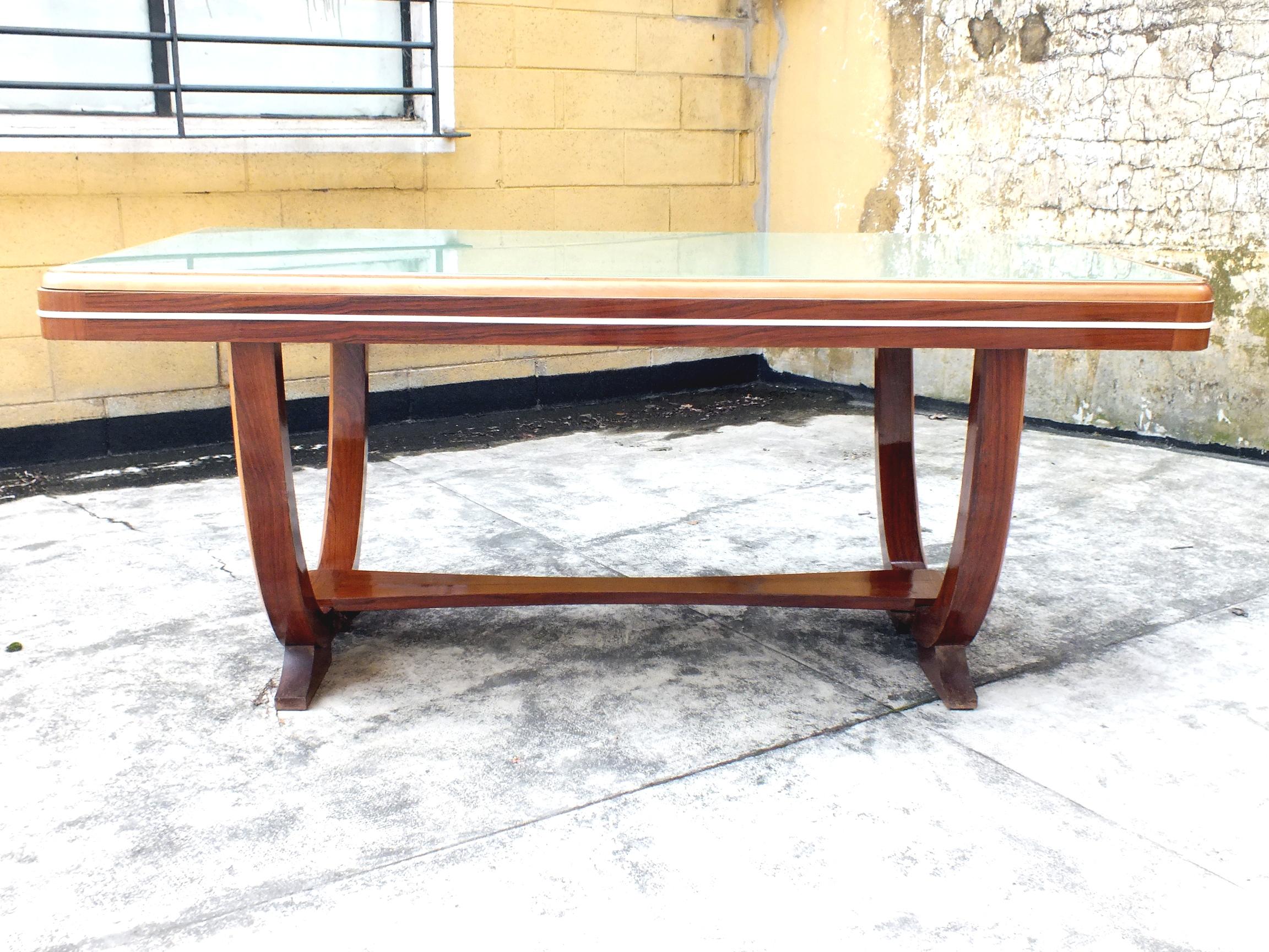 Art Deco 1940s Osvaldo Borsani Design Long Dining Table, Italy For Sale