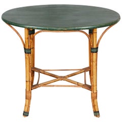 1940s Oval Bamboo Table with Green Top