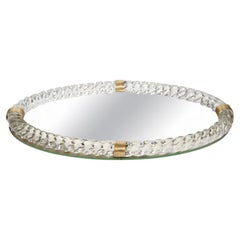 1940s Oval Murano Glass Rope and Mirrored Vanity Tray by Venini