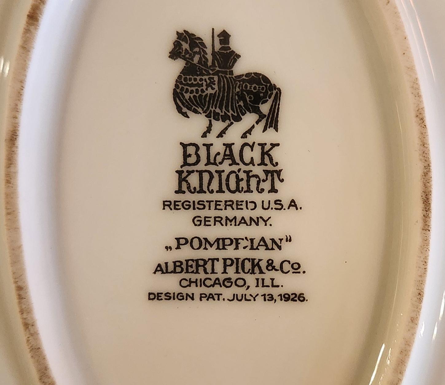 Ceramic 1940s German Serving Platter Pompeian Black Knight Albert Pick For Sale