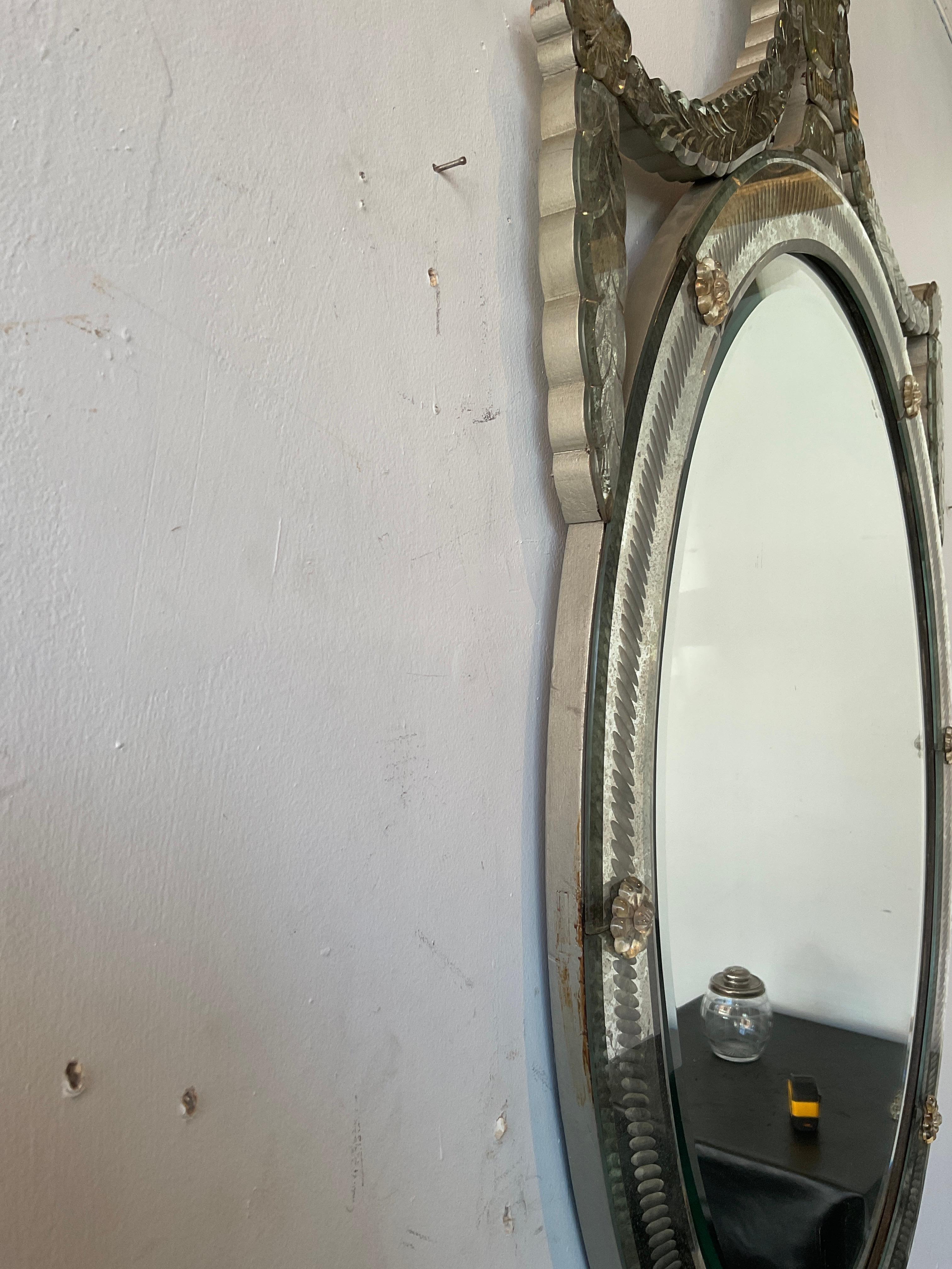 1940s Oval Venetian Mirror 6