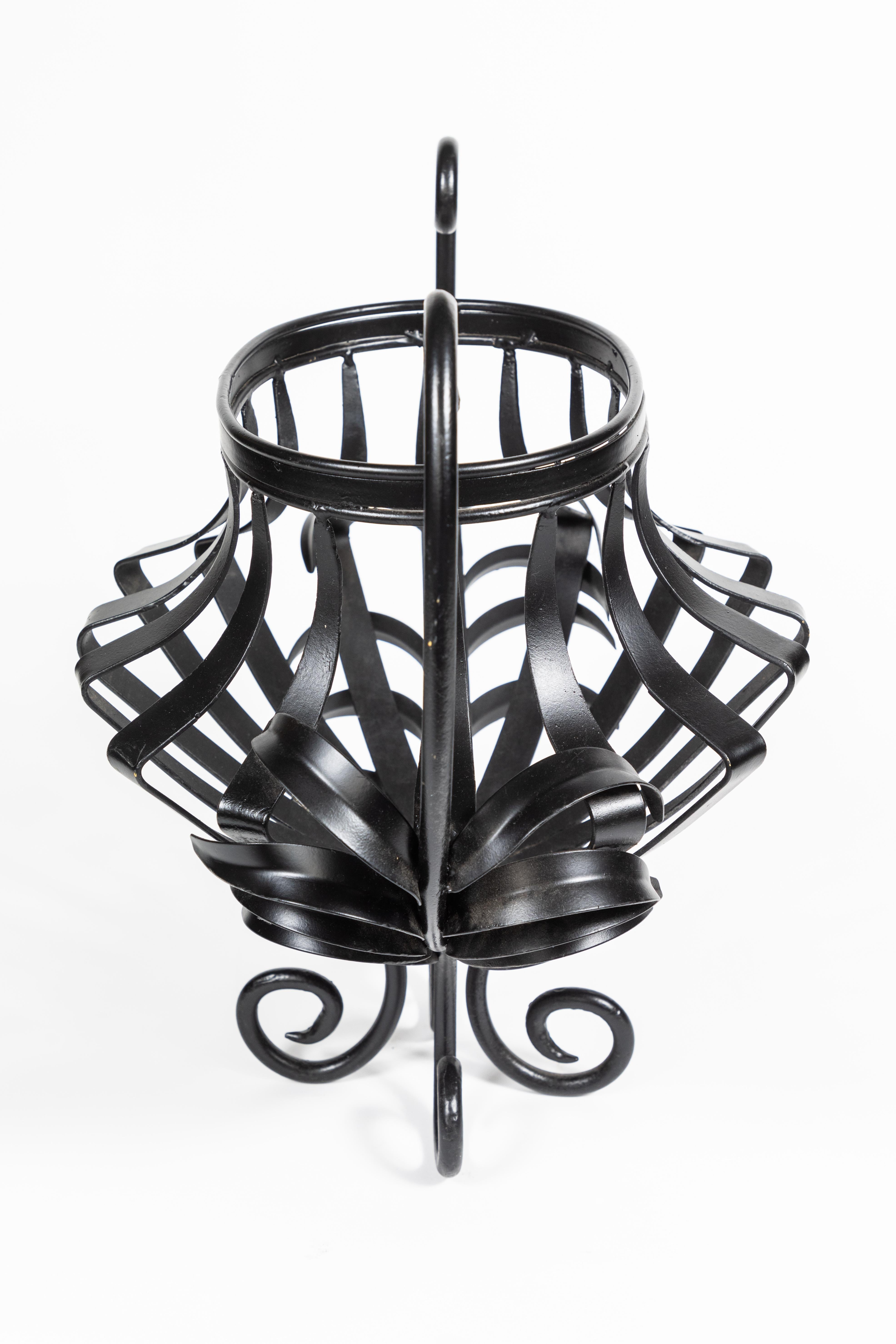 1940s Oval Wrought Iron Urn Planter In Excellent Condition In Pasadena, CA