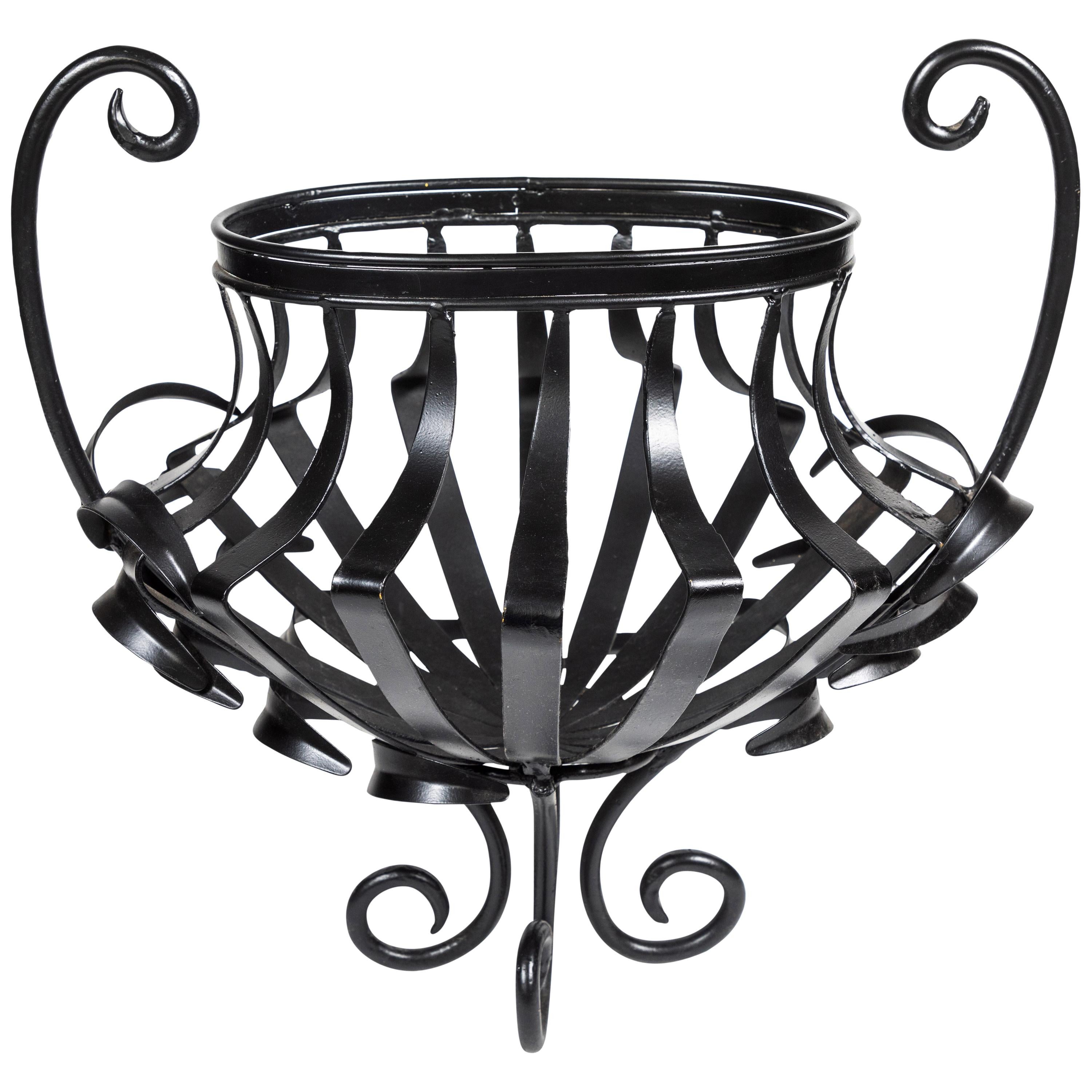 1940s Oval Wrought Iron Urn Planter