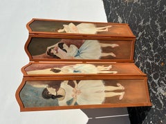 1940’s Painted Ballerinas Arch Panels Screen Wood Divider