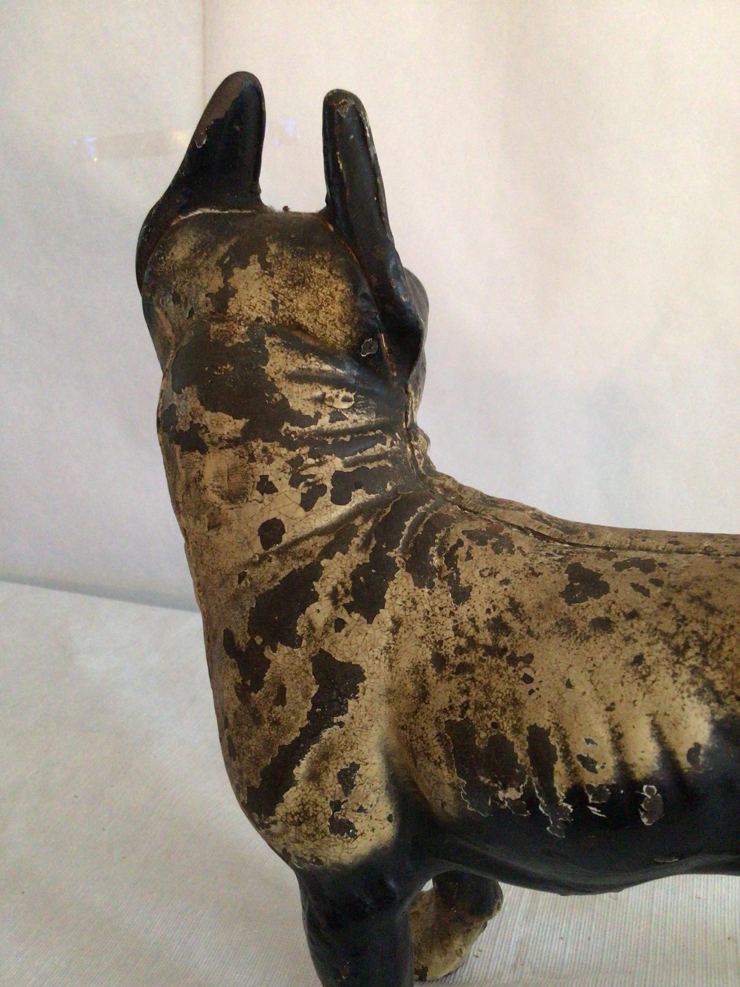 1940s Painted Cast Iron Metal Sculpture of Boston Terrier For Sale 1