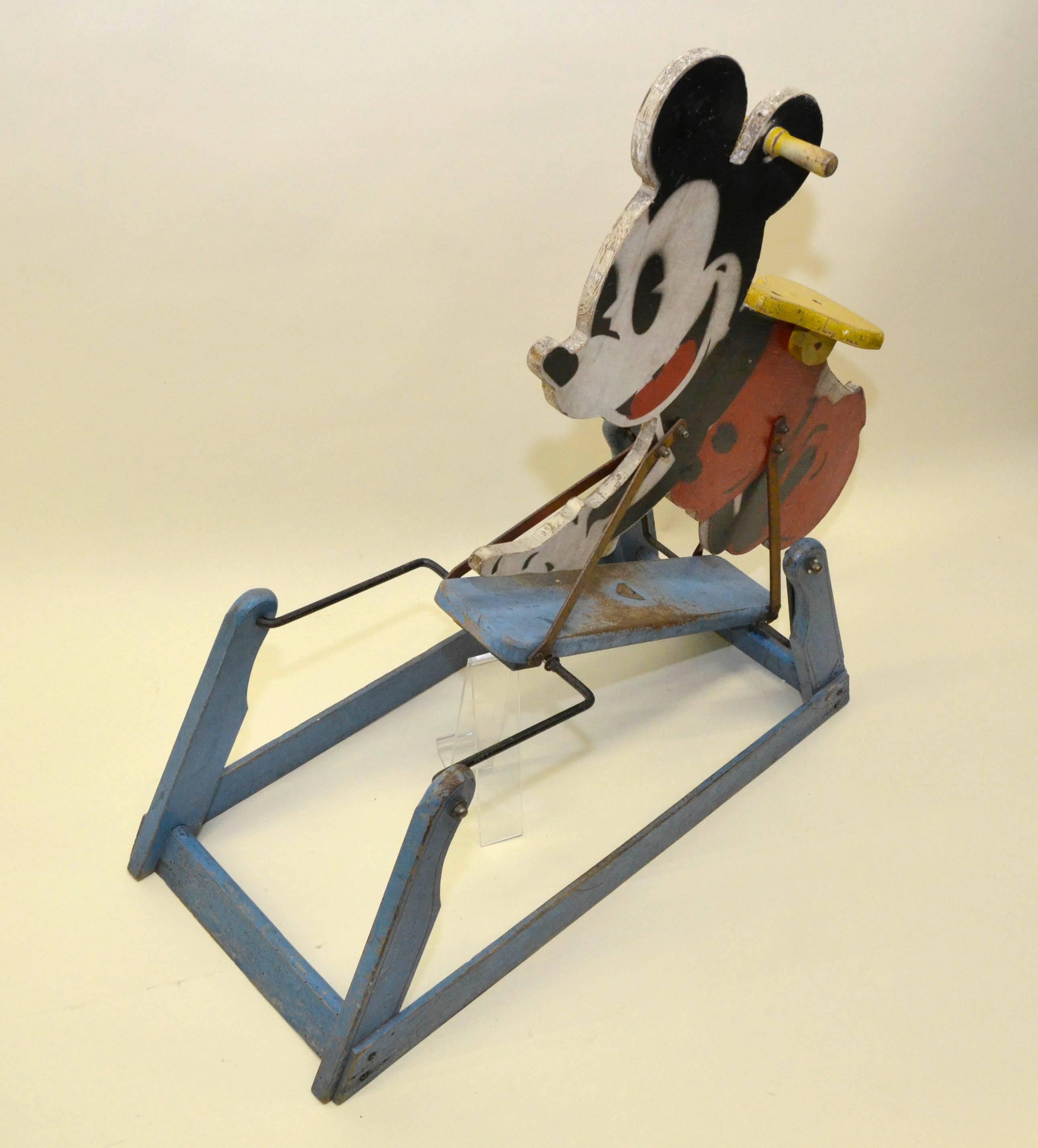 1940s Painted Wooden Tri-Ang Rocking Mickey Mouse Toy Made in England For Sale 1