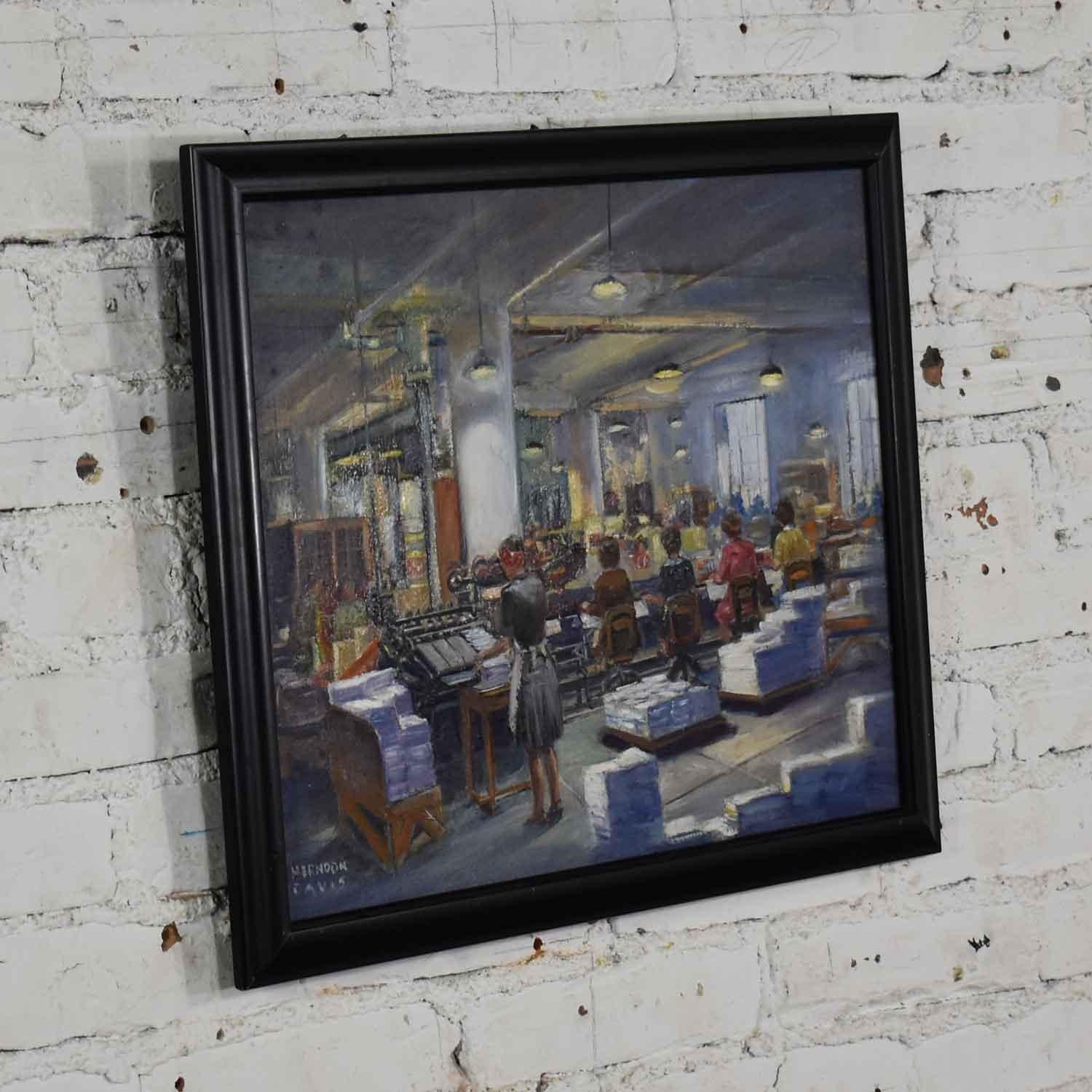 Américain Peinture de l'artiste du Colorado Herndon Davis représentant un intérieur industriel, années 1940 en vente