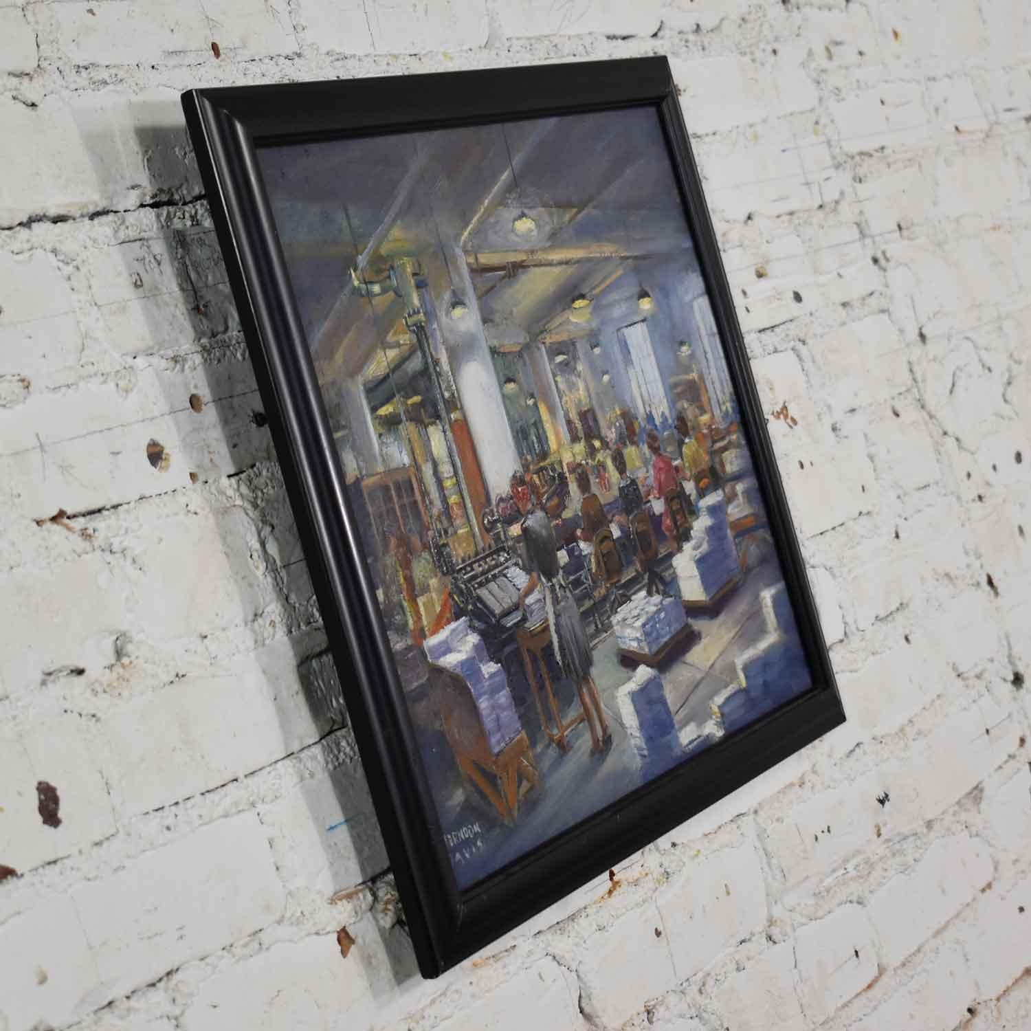 Gemälde des aus Colorado stammenden Künstlers Herndon Davis von Industrial Interior, 1940er Jahre im Zustand „Gut“ im Angebot in Topeka, KS