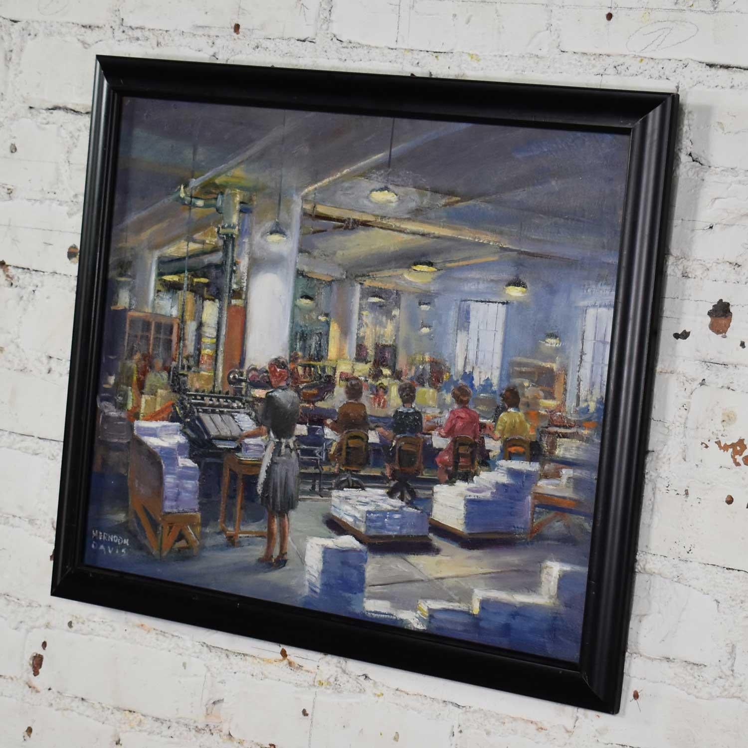 1940s Painting by Colorado Artist Herndon Davis of Industrial Interior In Good Condition For Sale In Topeka, KS